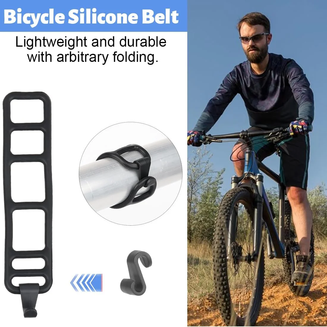 20 عدد حلقه لاستیکی کشی دوچرخه، نگهدارنده چراغ قوه با قابلیت تنظیم کشی به همراه قلاب S برای چراغ ال ای دی، مناسب برای چراغ جلو دوچرخه و دسته چراغ قوه