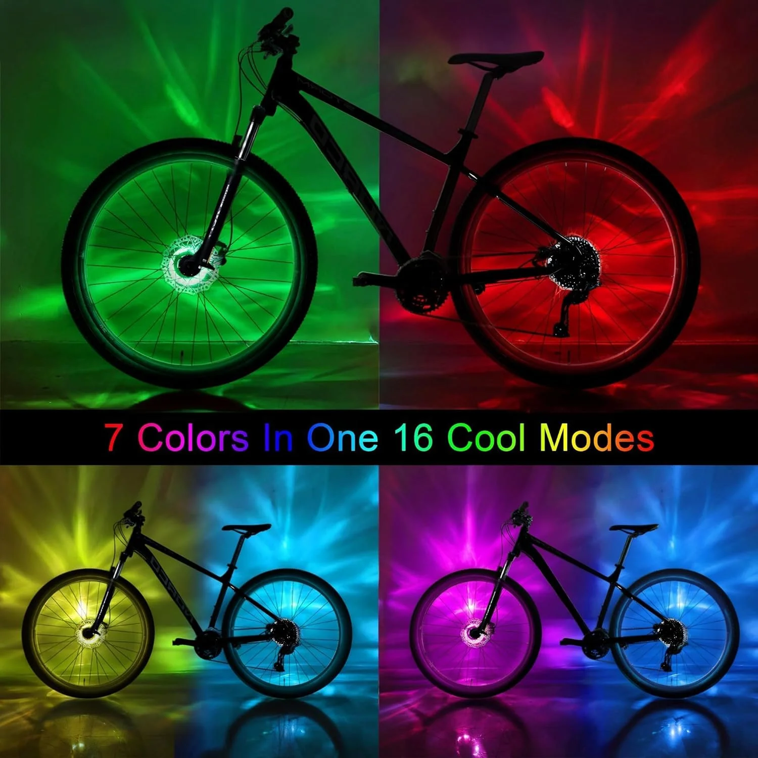 چراغ چرخ دوچرخه LED هفت رنگ DAWAY A16 Plus با قابلیت شارژ USB (تک چرخ) با سنسور حرکتی و حالت های دیسکو - چراغ پره ای ضد آب و درخشان، نور ایمنی برای کودکان، نوجوانان و بزرگسالان (مناسب برای توپی های 20-39 میلی متر)