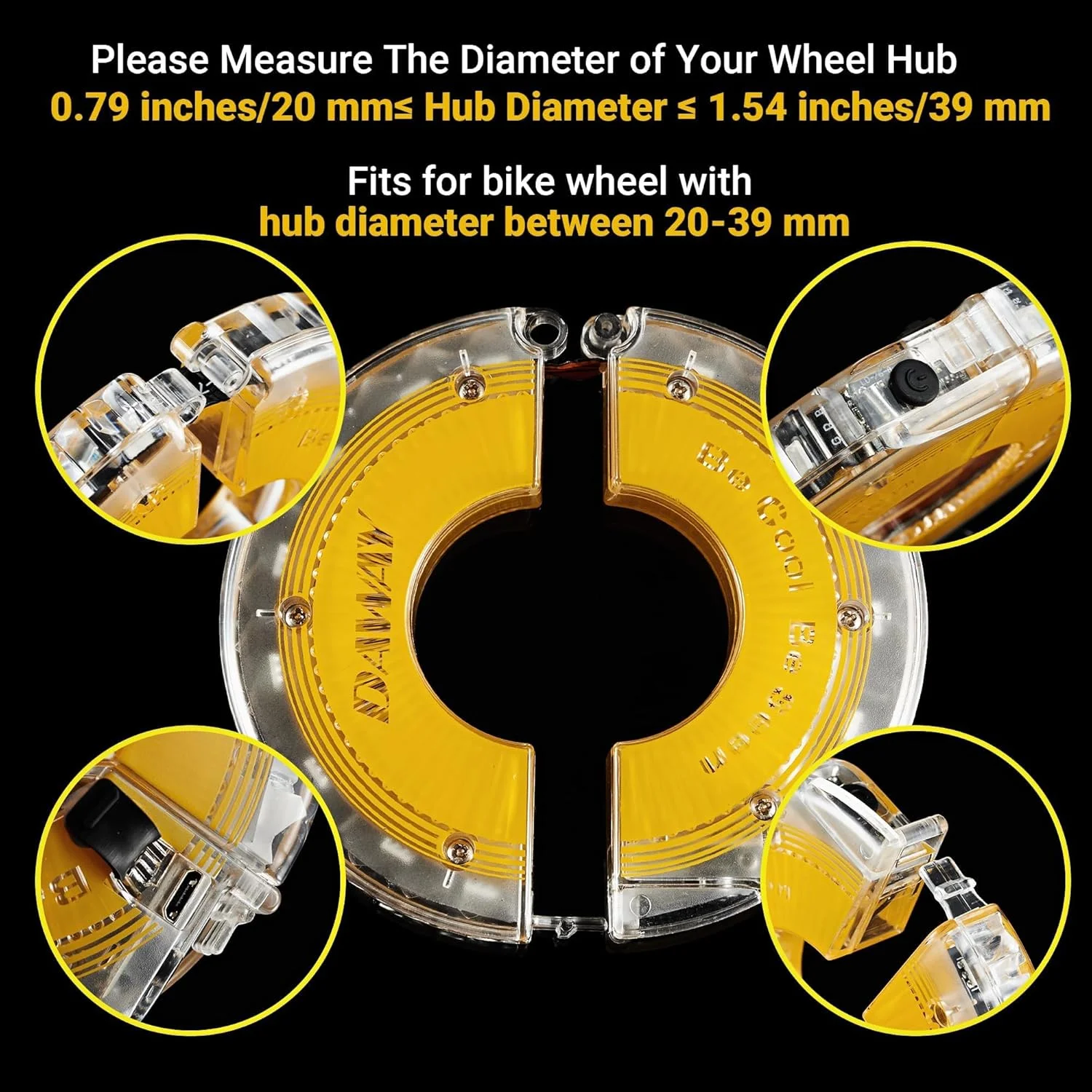 چراغ چرخ دوچرخه LED هفت رنگ DAWAY A16 Plus با قابلیت شارژ USB (تک چرخ) با سنسور حرکتی و حالت های دیسکو - چراغ پره ای ضد آب و درخشان، نور ایمنی برای کودکان، نوجوانان و بزرگسالان (مناسب برای توپی های 20-39 میلی متر)