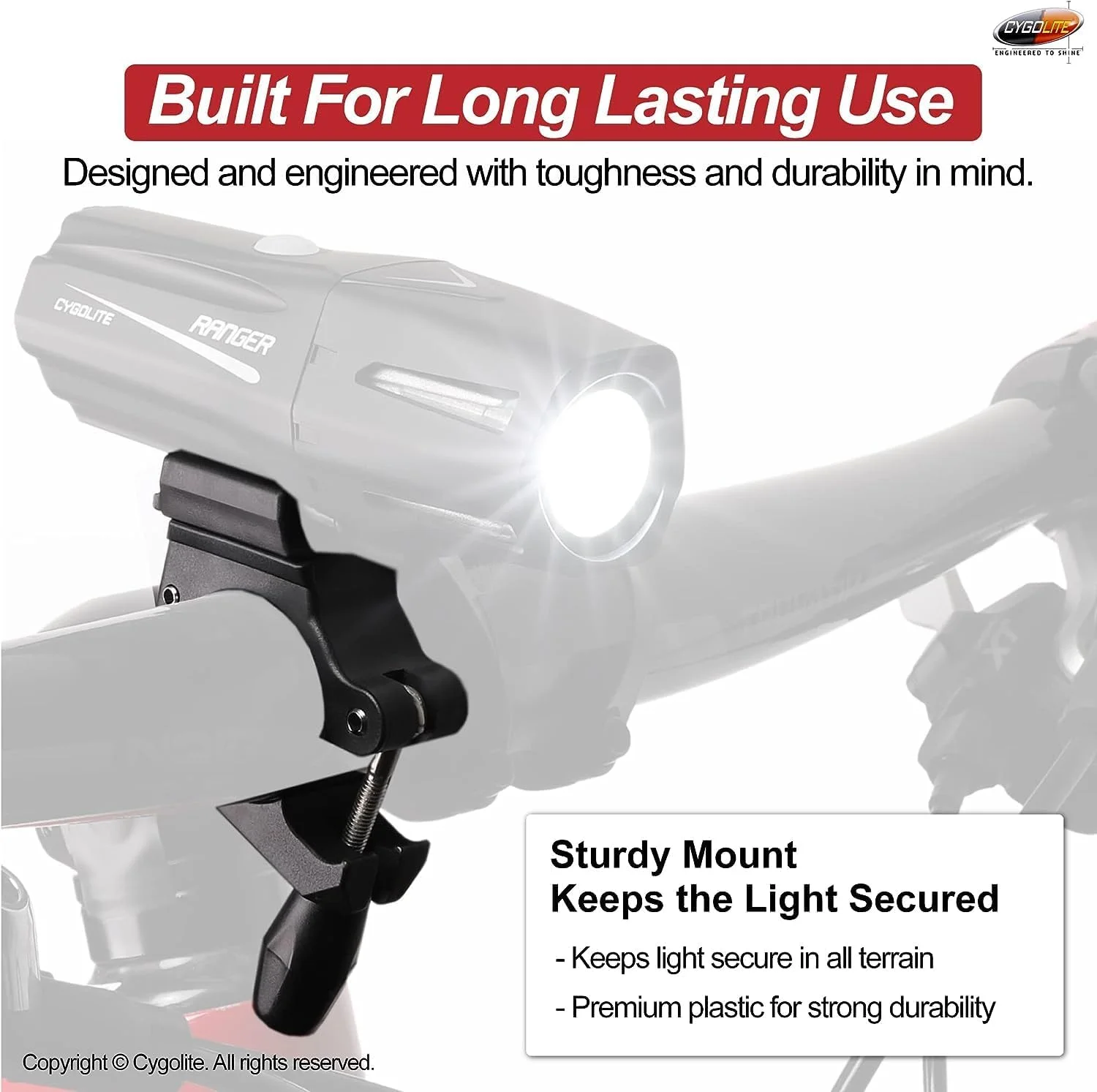 پایه فرمان سایگولایت 35 میلی‌متری برای چراغ‌های دوچرخه سری رنجر، مترو و استریک – طراحی شده برای فرمان‌های دوچرخه با قطر 25.4 تا 35 میلی‌متر – اورجینال سایگولایت