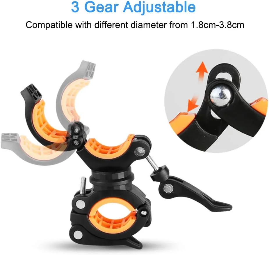 نگهدارنده چراغ قوه دو عددی COSOOS، نگهدارنده جهانی چراغ ال ای دی دوچرخه با قابلیت چرخش 360 درجه، گیره برای چراغ قوه، دوچرخه سواری