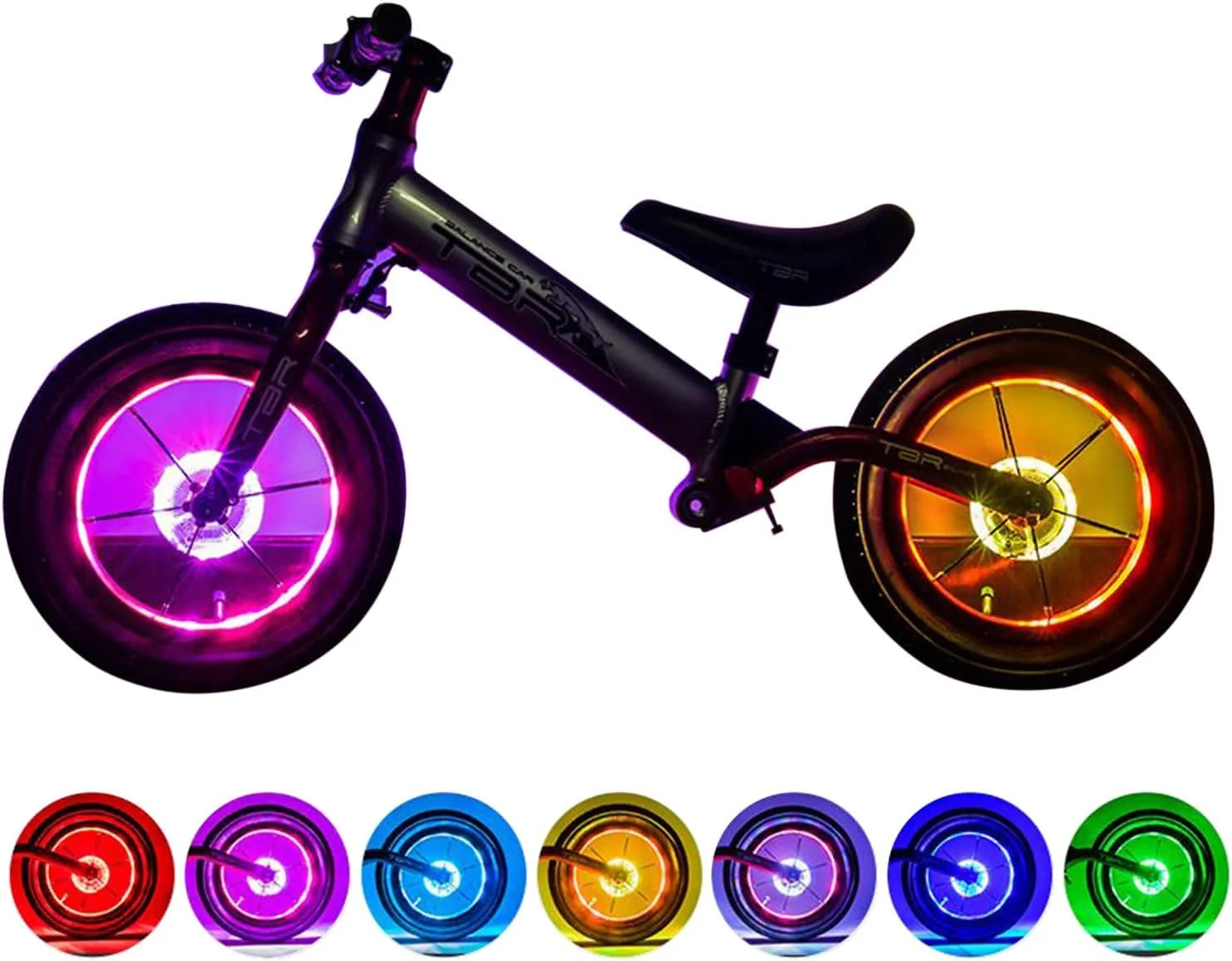 چراغ چرخ دوچرخه LED هلمی، چراغ توپی دوچرخه رنگارنگ با طراحی نوری، حسگر لرزش روشن/خاموش خودکار، USB، ضد آب IP55، لوازم جانبی خوب دوچرخه برای نوجوانان و کودکان