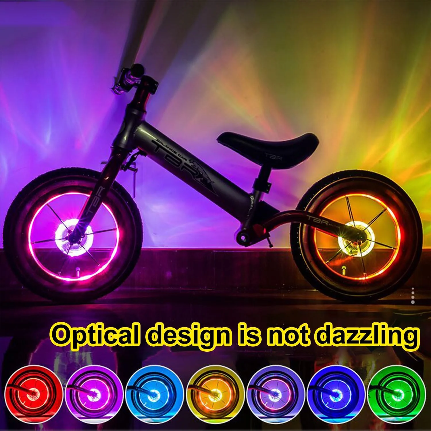 چراغ چرخ دوچرخه LED هلمی، چراغ توپی دوچرخه رنگارنگ با طراحی نوری، حسگر لرزش روشن/خاموش خودکار، USB، ضد آب IP55، لوازم جانبی خوب دوچرخه برای نوجوانان و کودکان