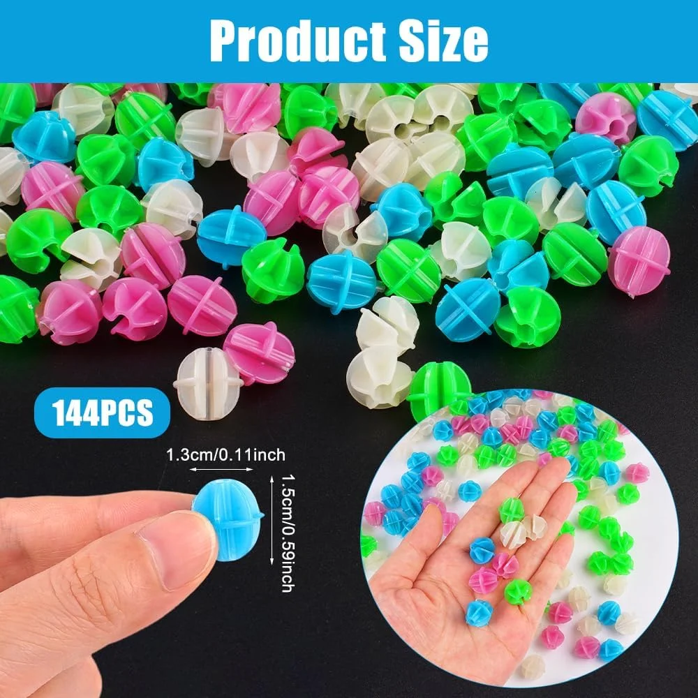 بسته 144 عددی مهره های رنگارنگ پره دوچرخه، گیره پره دوچرخه، دانه های پره چرخ دوچرخه کودکان گیره پلاستیکی درخشان، مهره های پره، لوازم جانبی دوچرخه، مهره های پره بازتابنده