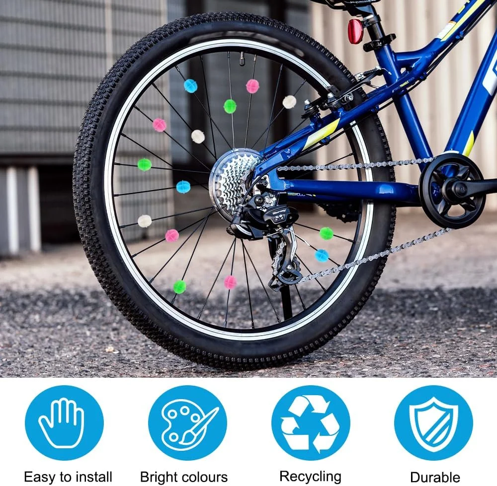 بسته 144 عددی مهره های رنگارنگ پره دوچرخه، گیره پره دوچرخه، دانه های پره چرخ دوچرخه کودکان گیره پلاستیکی درخشان، مهره های پره، لوازم جانبی دوچرخه، مهره های پره بازتابنده