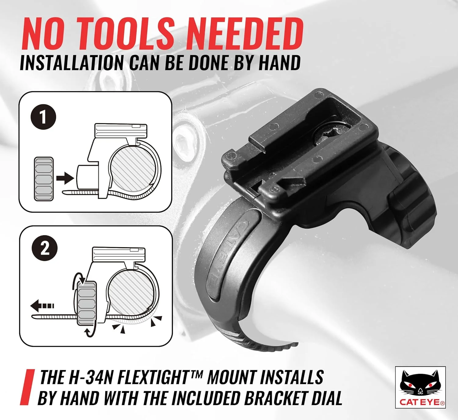 بست منعطف CatEye H34 مدل Tight Bracket 533-8827N برای چراغ و بازتابنده دوچرخه - 22-32 میلی متر، مشکی