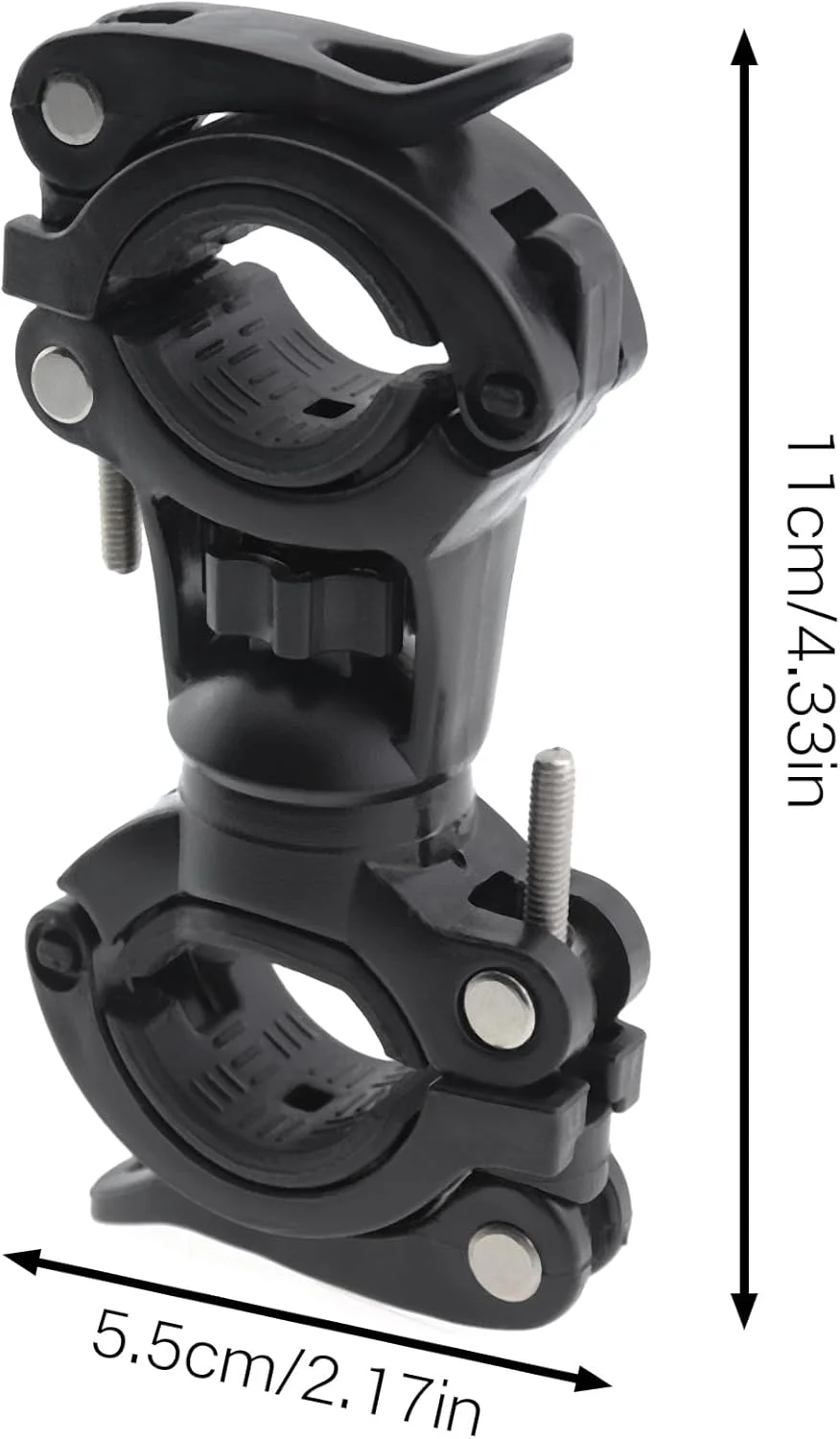 پایه نگهدارنده چراغ قوه دوچرخه با قابلیت چرخش 360 درجه، مشکی، یونیورسال، پلاستیکی، مناسب برای نصب چراغ و پمپ