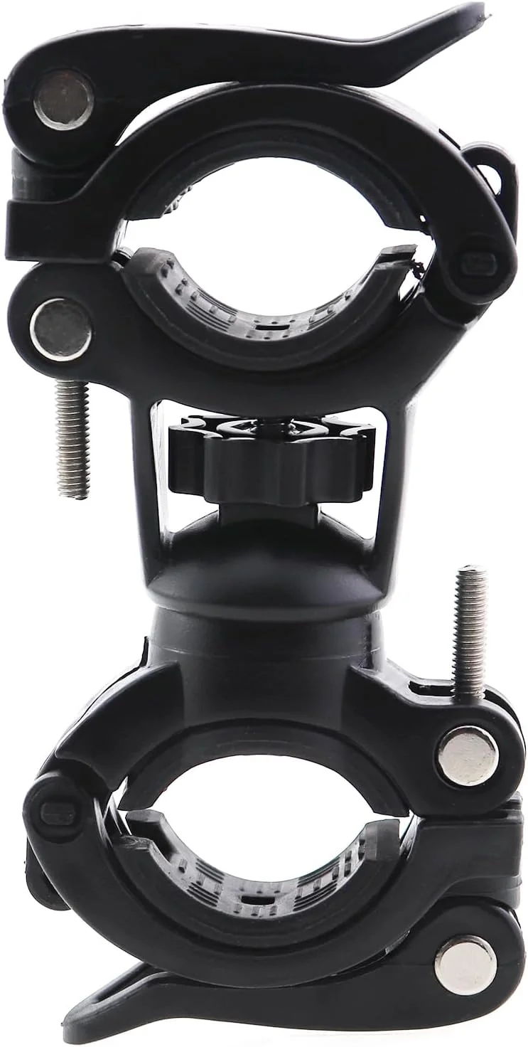 پایه نگهدارنده چراغ قوه دوچرخه با قابلیت چرخش 360 درجه، مشکی، یونیورسال، پلاستیکی، مناسب برای نصب چراغ و پمپ