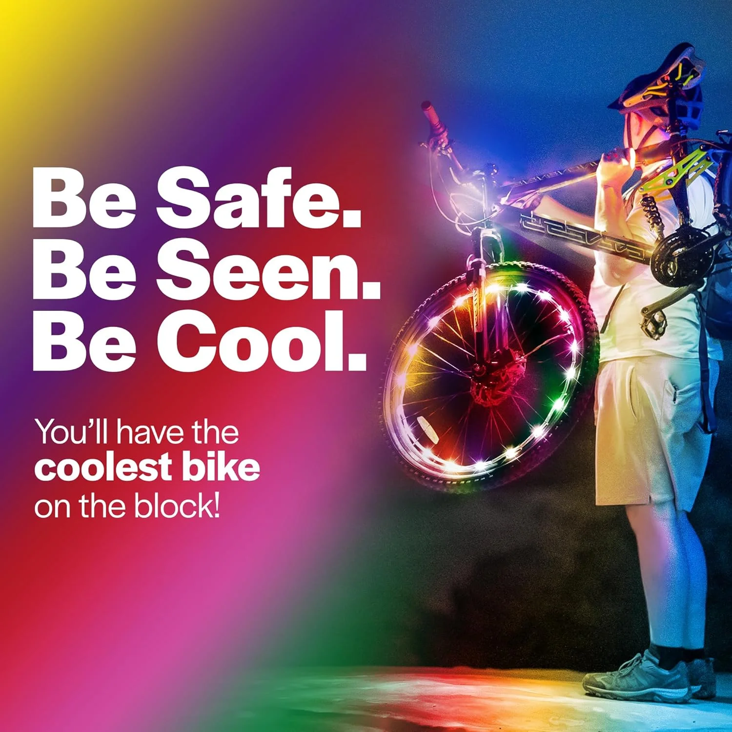 چراغ چرخ دوچرخه ال ای دی Brightz WheelBrightz - نسخه 2024 با بست های برتر و محافظ ضد آب ال ای دی! 14 رنگ - دوام بی نظیر، دید عالی و بیش از 48 ساعت نورپردازی خیره کننده