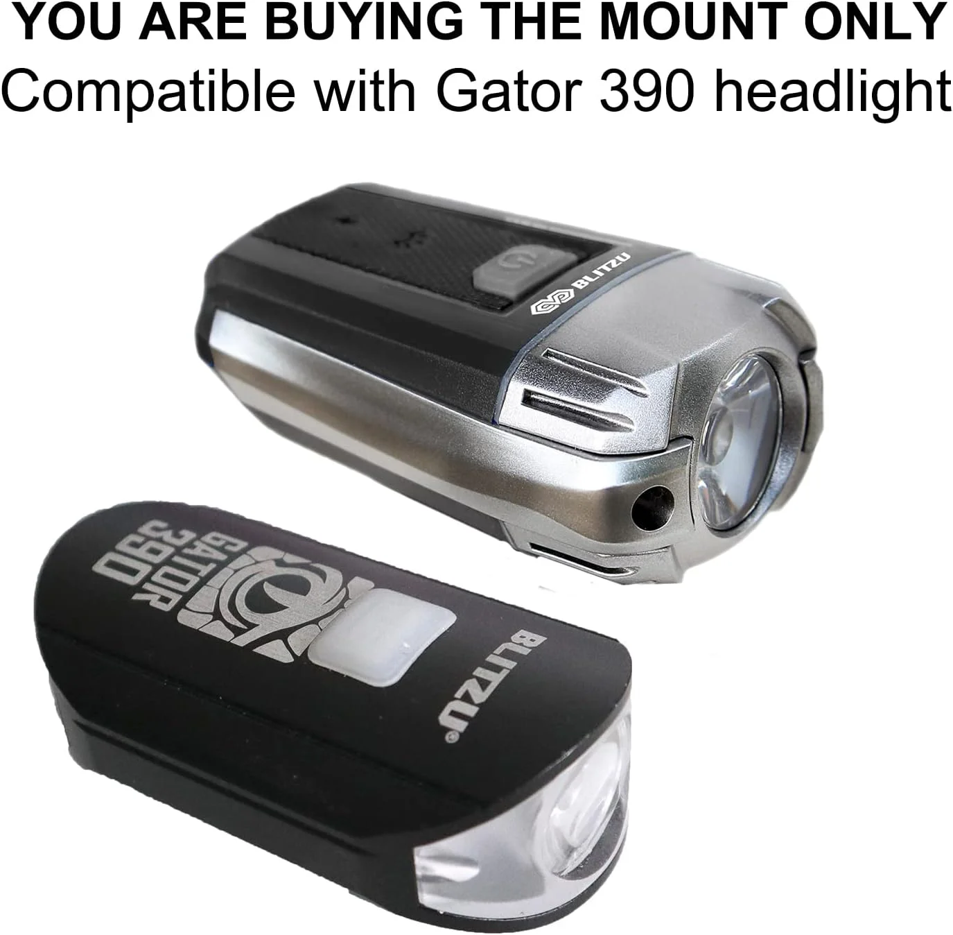 بست نصب چراغ دوچرخه BLITZU مدل جدید و بهبود یافته برای چراغ جلو Gator 320، Gator 390 و Gator 450 (Gator 390)