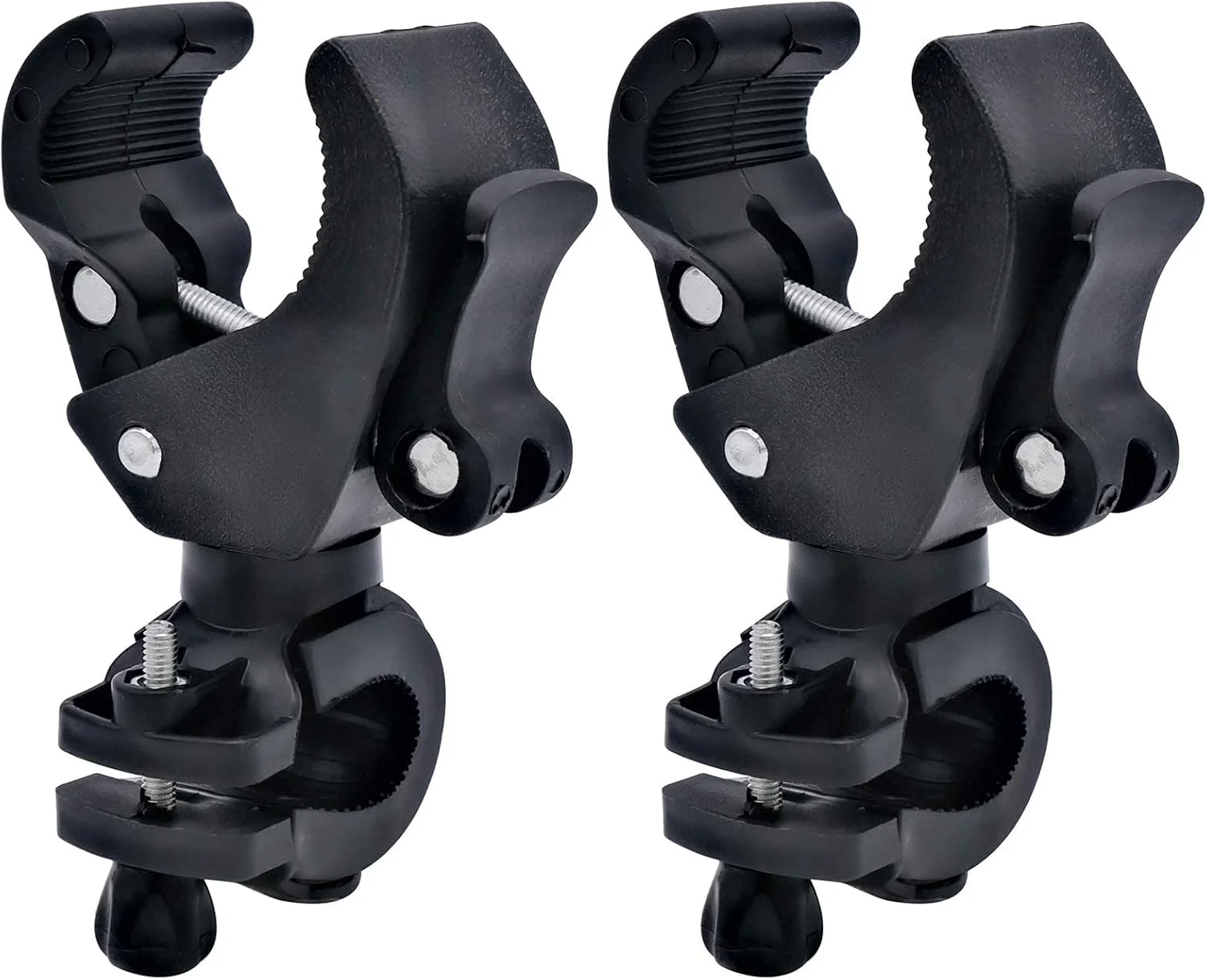 نگهدارنده چراغ دوچرخه 2 عددی، پایه چراغ دوچرخه جهانی با قابلیت چرخش 360 درجه و قابل تنظیم، سبک سگک دوبل با رهاسازی سریع