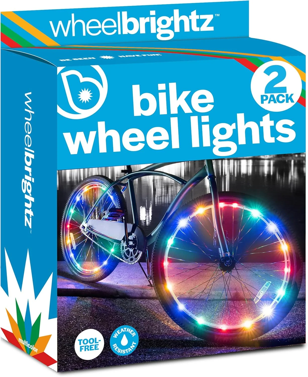چراغ های LED چرخ دوچرخه Wheelbrightz - نور روشن و رنگارنگ برای دوچرخه ها - مناسب برای لاستیک جلو یا عقب - لوله مقاوم در برابر آب و هوا با بسته باتری - برای همه سنین