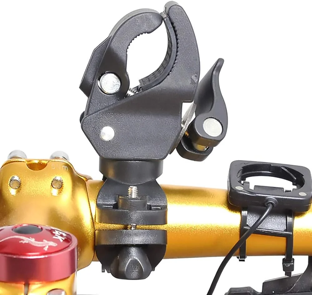 نگهدارنده چراغ دوچرخه 2 عددی، پایه چراغ دوچرخه جهانی با قابلیت چرخش 360 درجه و قابل تنظیم، سبک سگک دوبل با رهاسازی سریع