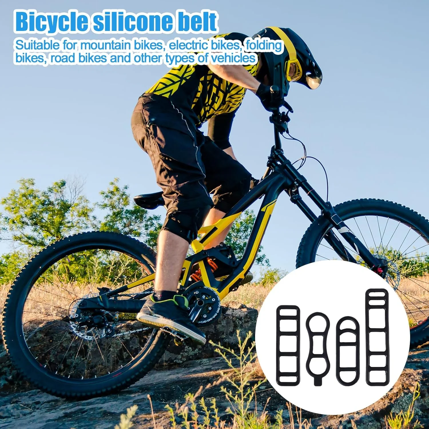20 عدد بند سیلیکونی چراغ دوچرخه با 20 عدد سگک S، 4 مدل بند لاستیکی دوچرخه، پایه چراغ قوه الاستیک دوچرخه، بند سیلیکونی پایه تلفن همراه، بلندگو، چراغ برای مجموعه چراغ دوچرخه فرمان
