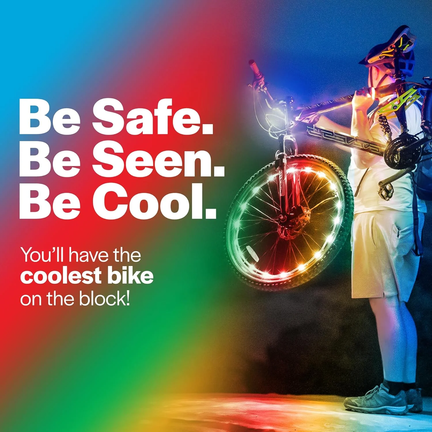 چراغ های LED چرخ دوچرخه Wheelbrightz - نور روشن و رنگارنگ برای دوچرخه ها - مناسب برای لاستیک جلو یا عقب - لوله مقاوم در برابر آب و هوا با بسته باتری - برای همه سنین