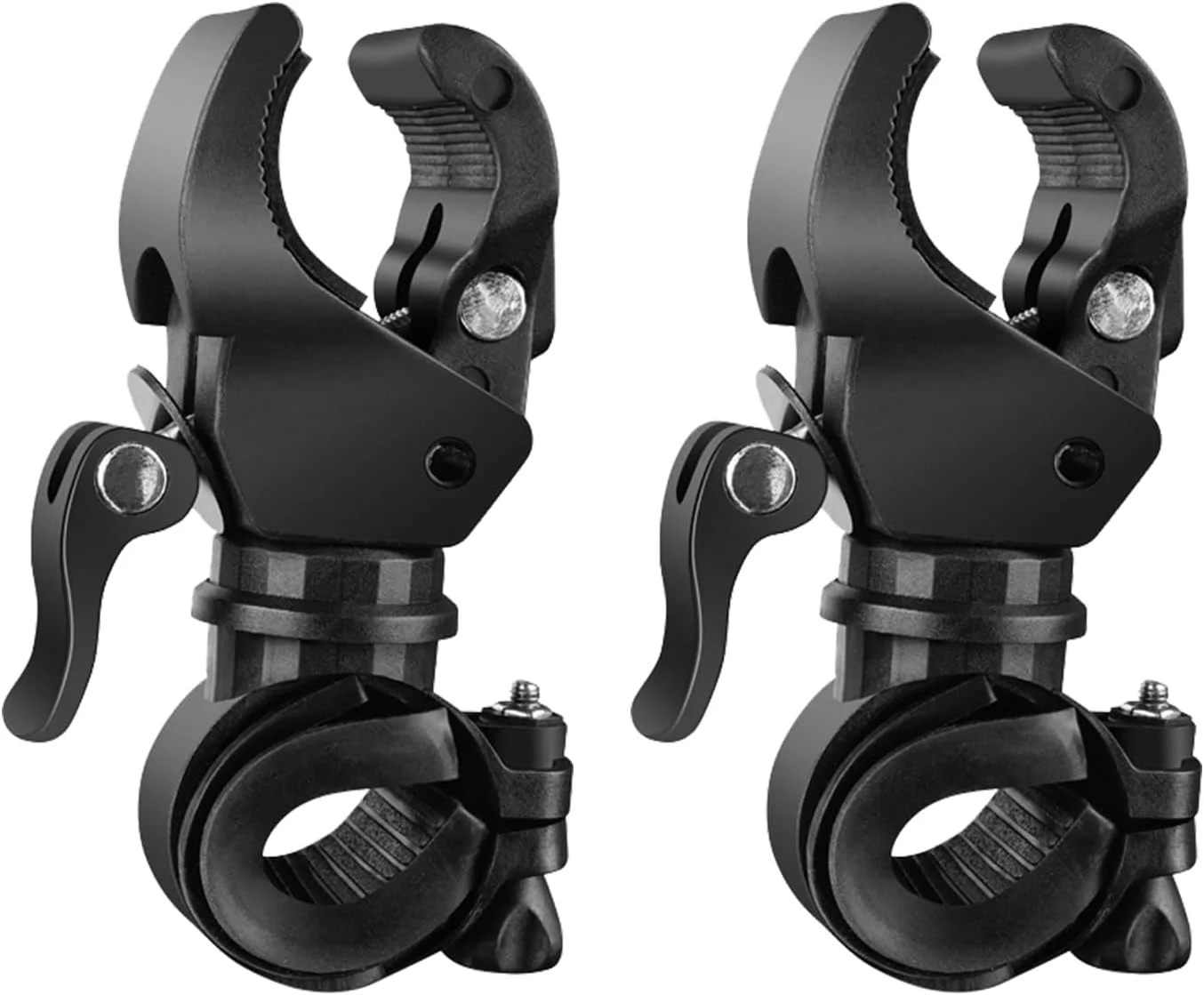 نگهدارنده چراغ قوه دوچرخه، نگهدارنده چراغ دوچرخه با قابلیت چرخش 360 درجه، بسته 2 عددی گیره چراغ قوه، پایه نگهدارنده جهانی چراغ قوه برای دوچرخه کوهستان