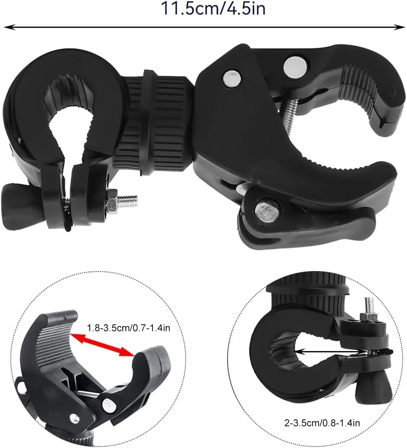 نگهدارنده چراغ قوه دوچرخه، نگهدارنده چراغ دوچرخه با قابلیت چرخش 360 درجه، بسته 2 عددی گیره چراغ قوه، پایه نگهدارنده جهانی چراغ قوه برای دوچرخه کوهستان
