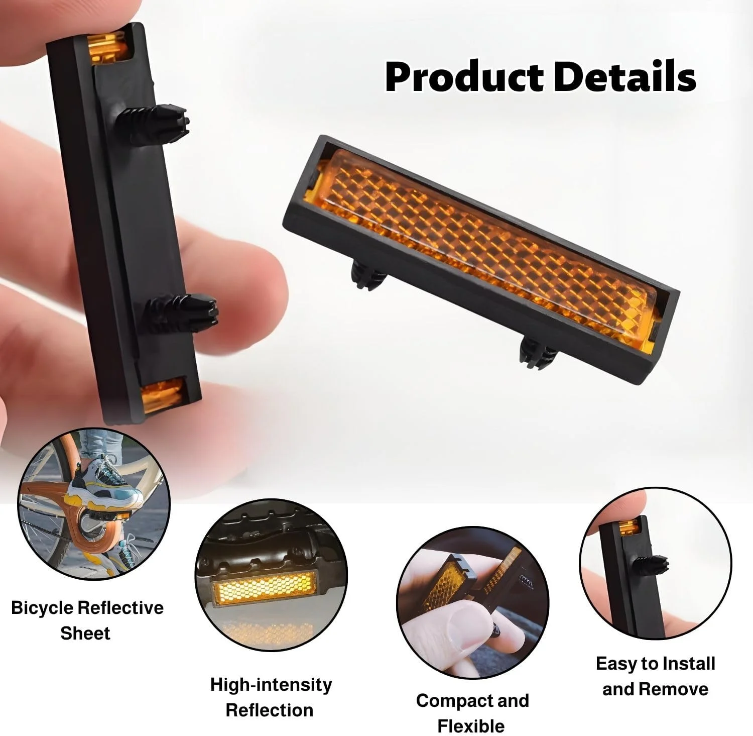 بسته 8 تایی شبرنگ دوچرخه برای پدال، شبرنگ های ایمنی غیرفعال برای دوچرخه سواری در شب، سازگار با پدال های استاندارد دوچرخه