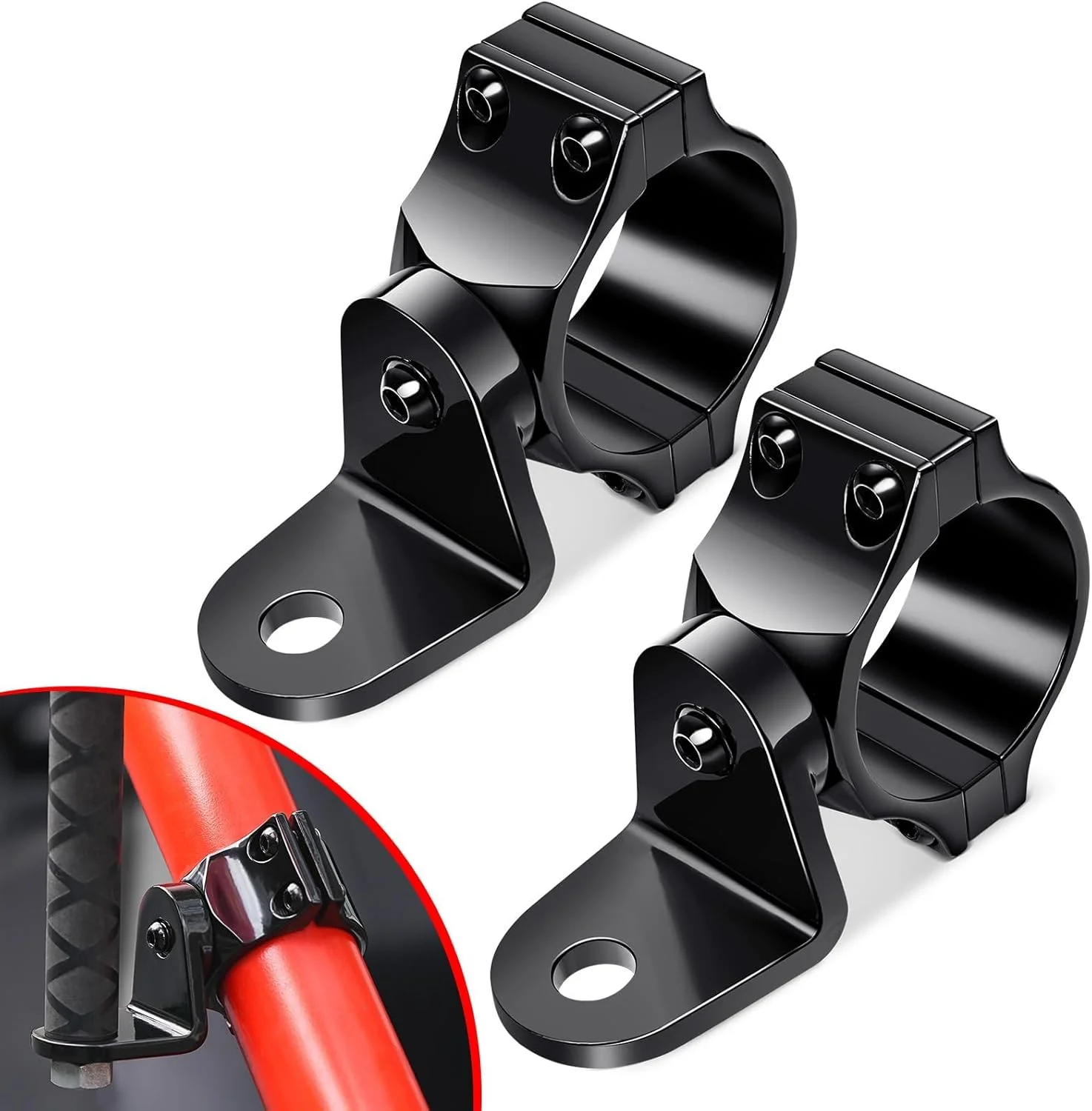 پایه چراغ شلاقی UTV بنلاری، 2 عدد پایه پرچم شلاقی، براکت میله چراغ فولاد ضد زنگ سنگین قابل تنظیم 360 درجه برای رول کیج 1.75 اینچ تا 2 اینچ سازگار با Polaris General Can-Am Defender Commander، مشکی براق