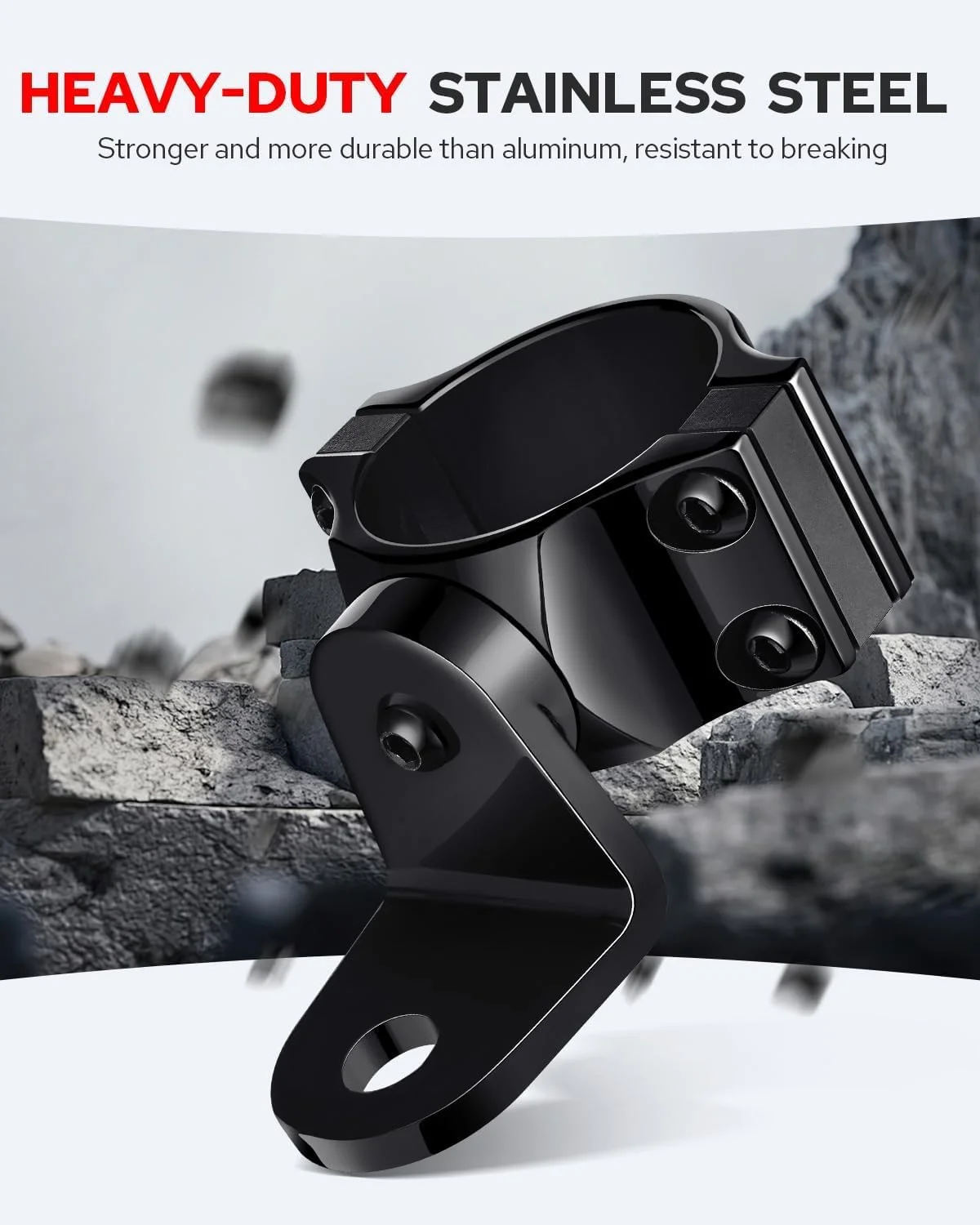 پایه چراغ شلاقی UTV بنلاری، 2 عدد پایه پرچم شلاقی، براکت میله چراغ فولاد ضد زنگ سنگین قابل تنظیم 360 درجه برای رول کیج 1.75 اینچ تا 2 اینچ سازگار با Polaris General Can-Am Defender Commander، مشکی براق