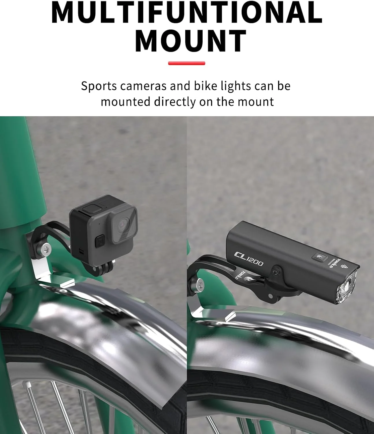 نگهدارنده چراغ جلوی دوچرخه TOWILD AS60 برای دوچرخه تاشو Brompton، پایه توسعه دهنده جلویی برای چراغ جلو دوچرخه، پایه نگهدارنده دوشاخ دوچرخه سواری