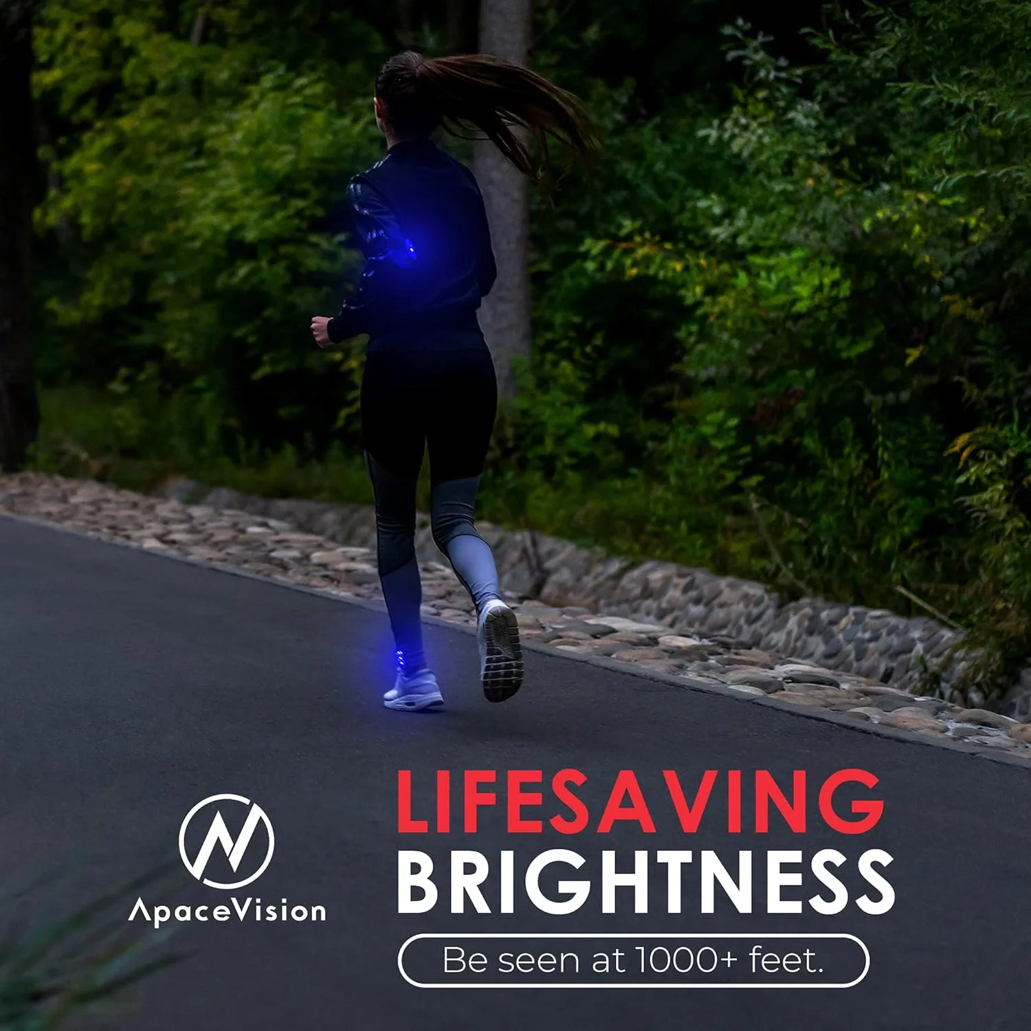 چراغ ایمنی LED Apace Vision (بسته 2 عددی) به همراه اقلام اشانتیون - چراغ های چشمک زن گیره دار/دویدن برای دوندگان، سگ ها، دوچرخه ها، پیاده روی و موارد دیگر