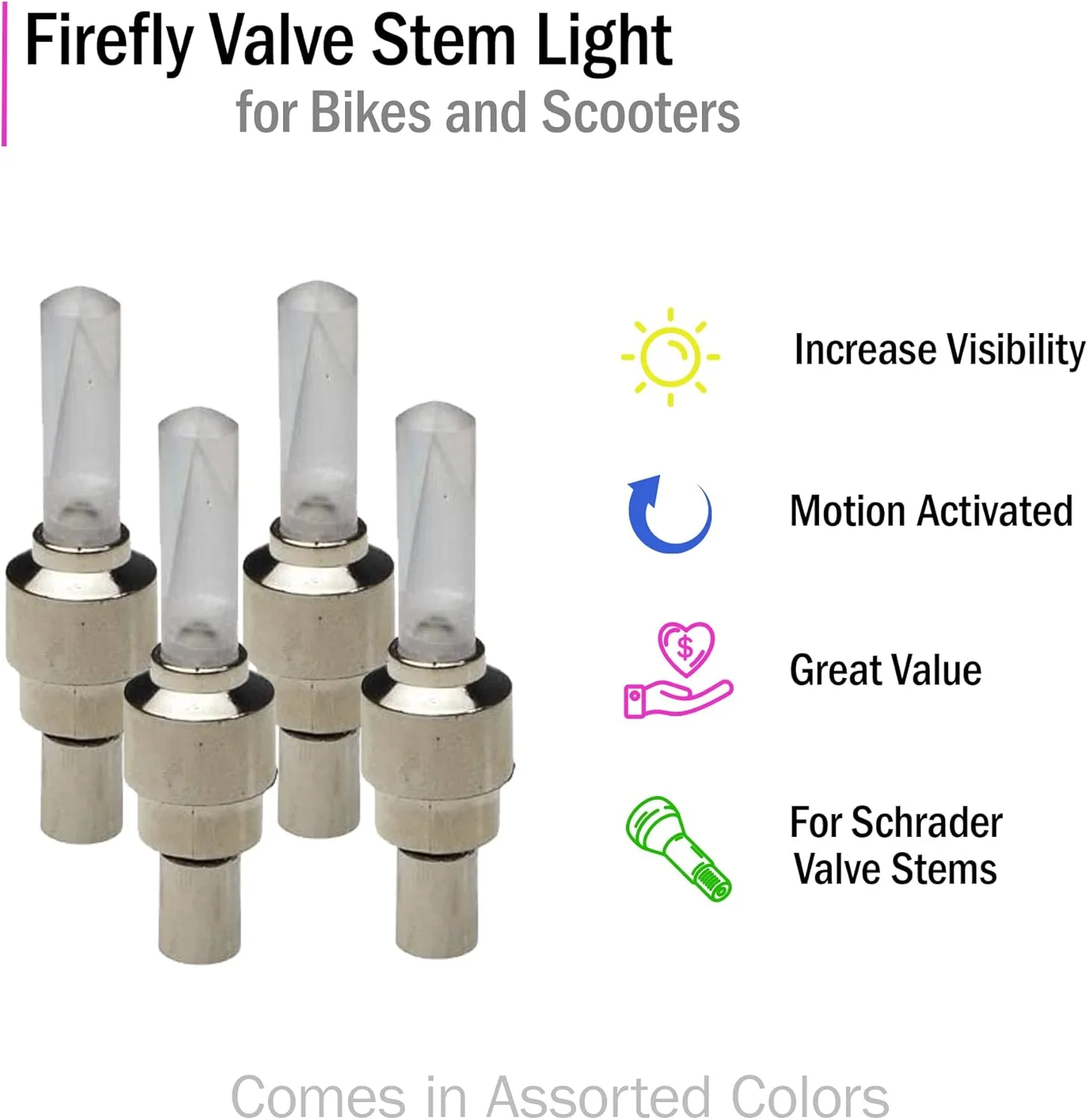 چراغ والف فایرفلای AlveyTech برای دوچرخه و اسکوتر (مجموعه 4 عددی) (چند رنگ)