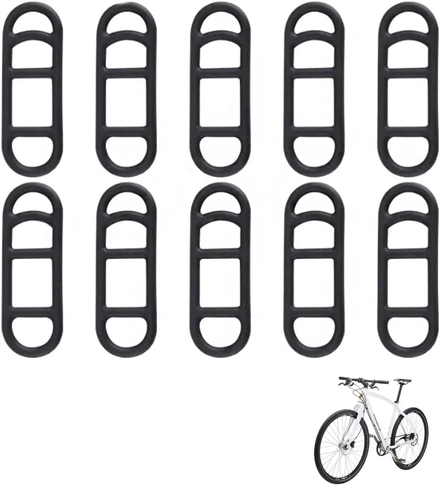 بسته 20 عددی بند سیلیکونی دوچرخه، حلقه های لاستیکی کششی دوچرخه، نگهدارنده بند الاستیک چراغ قوه، مشکی