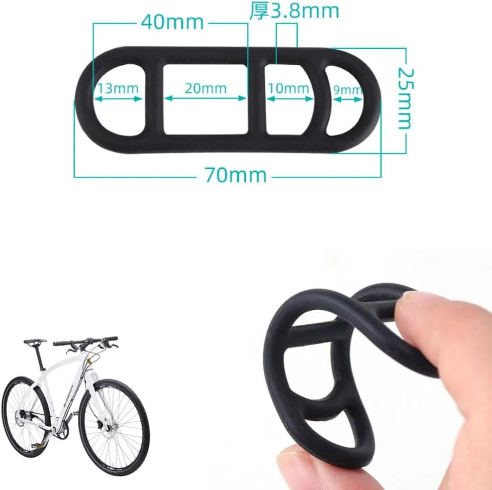 بسته 20 عددی بند سیلیکونی دوچرخه، حلقه های لاستیکی کششی دوچرخه، نگهدارنده بند الاستیک چراغ قوه، مشکی