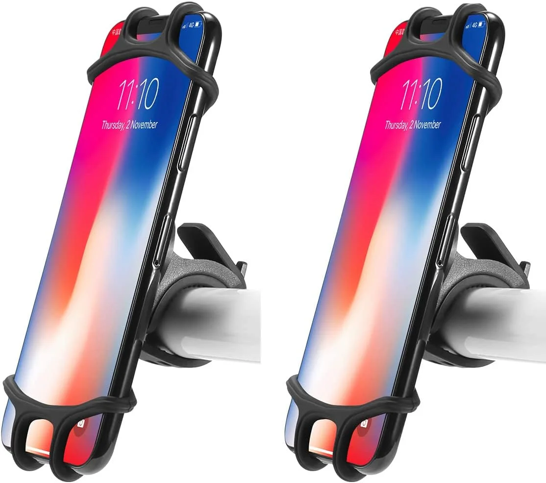 نگهدارنده گوشی دوچرخه، بست های فرمان دوچرخه، چرخش 360 درجه برای تلفن همراه 4.0-7.0 اینچی (2 عدد در بسته)