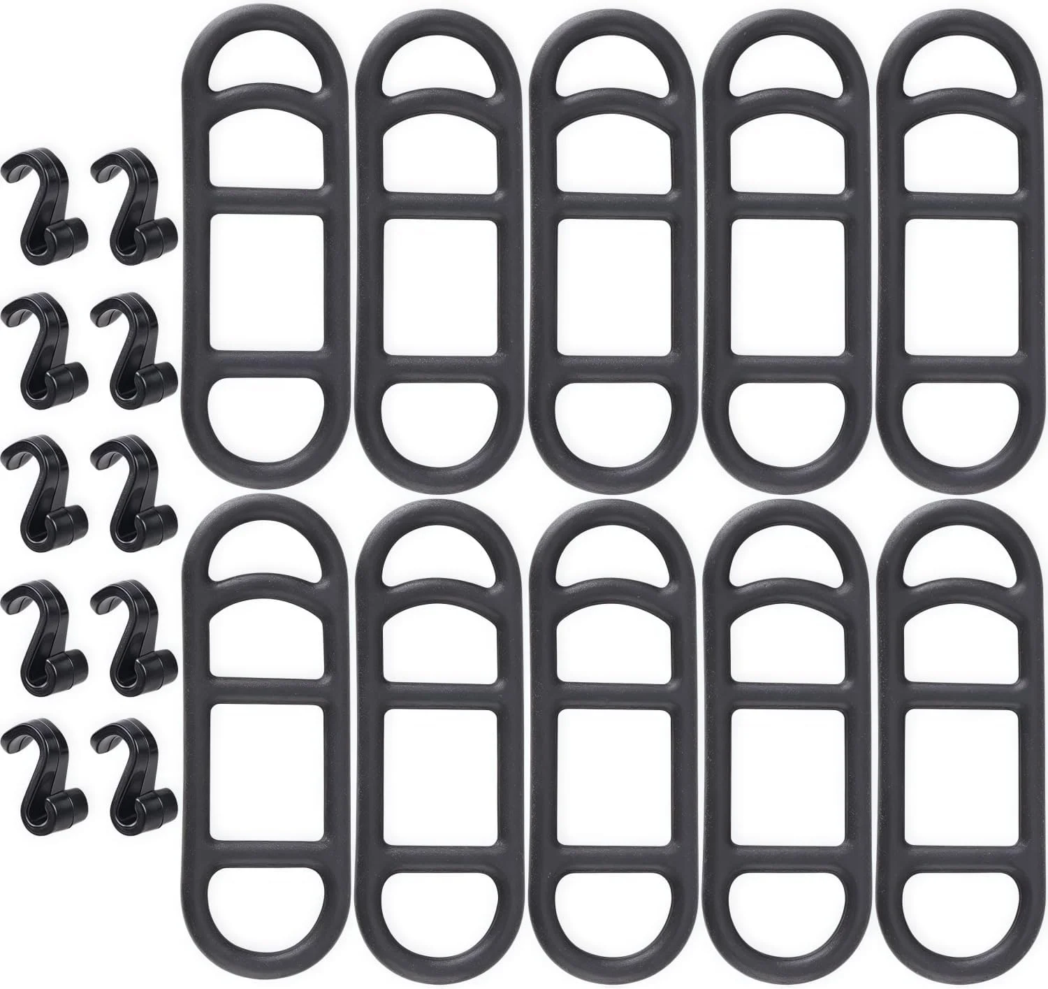 بند سیلیکونی دوچرخه، 10 عدد نگهدارنده چراغ قوه دوچرخه، پایه چراغ دوچرخه به همراه 10 عدد قلاب S شکل برای چراغ دوچرخه، چراغ قوه، کیلومتر شمار (مشکی)