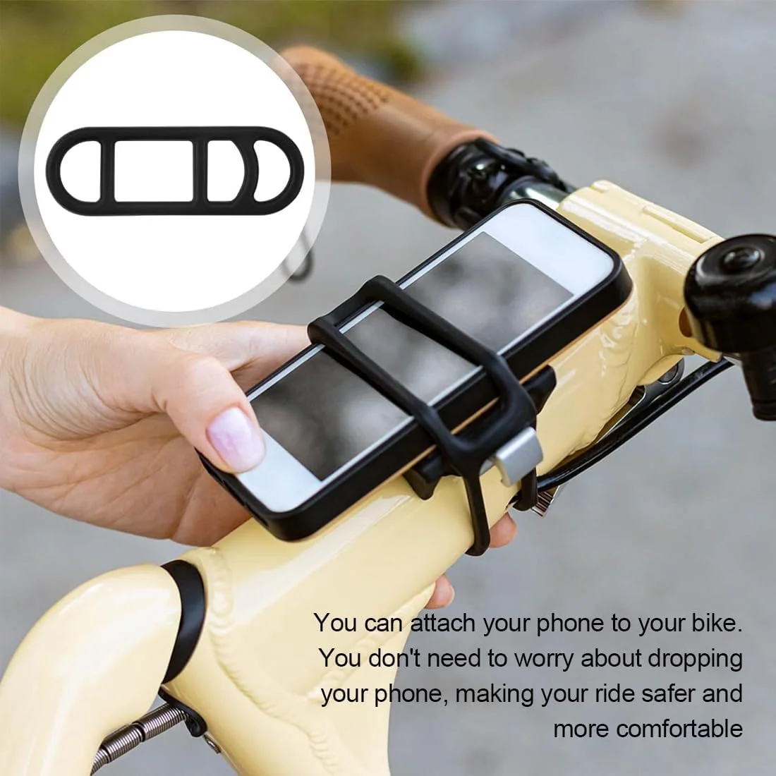 بند سیلیکونی دوچرخه، 10 عدد نگهدارنده چراغ قوه دوچرخه، پایه چراغ دوچرخه به همراه 10 عدد قلاب S شکل برای چراغ دوچرخه، چراغ قوه، کیلومتر شمار (مشکی)