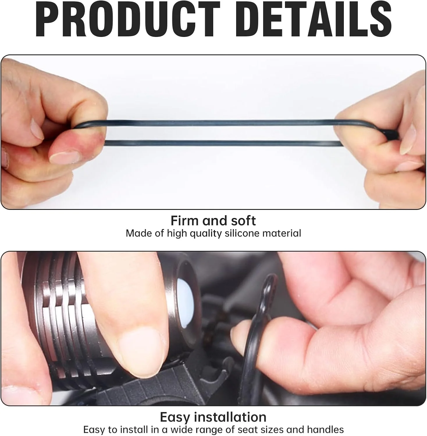 بست سیلیکونی دوچرخه، حلقه های لاستیکی کششی دوچرخه (10 عدد مشکی تک سوراخ)