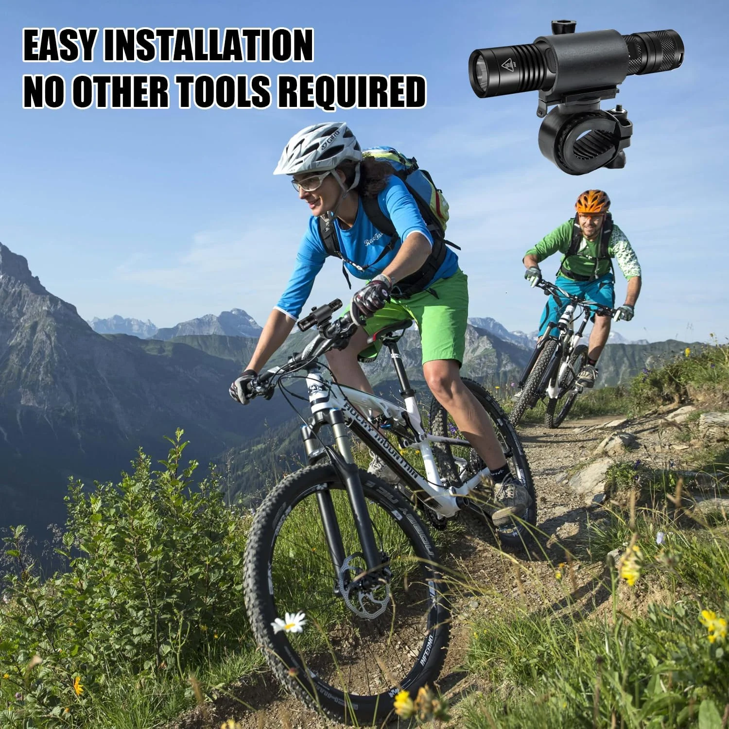 پایه چراغ قوه دوچرخه، نگهدارنده چراغ دوچرخه با قابلیت چرخش 360 درجه، بست چراغ دوچرخه با رهاسازی سریع و جهانی برای دوچرخه کوهستانی و سواری در فضای باز، بسته 2 عددی