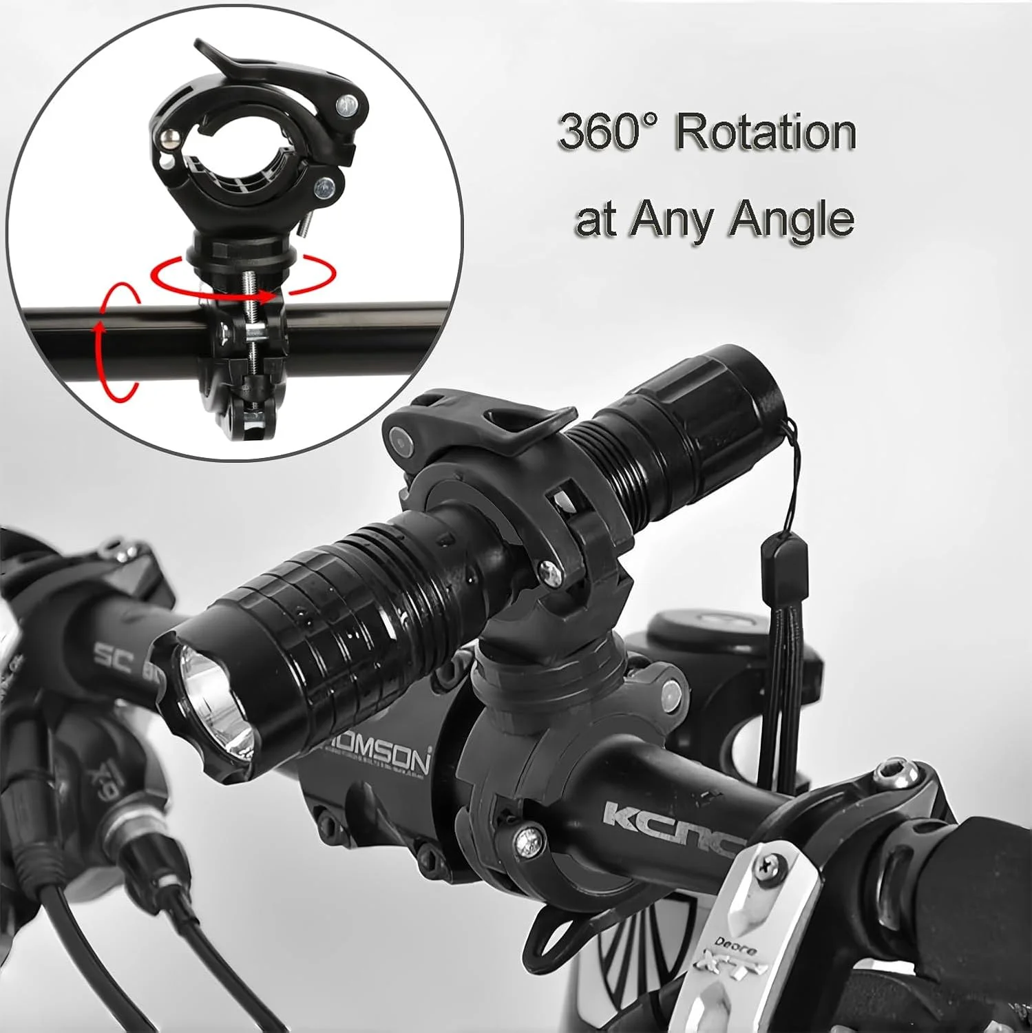 [بسته 2 عددی] نگهدارنده چراغ قوه، پایه نصب دوچرخه، گیره چراغ قوه با چرخش 360 درجه