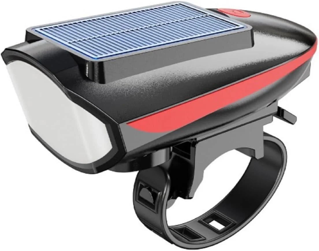 چراغ دوچرخه ارتقا یافته با بوق، چراغ های دوچرخه برای شب سواری، چراغ جلوی دوچرخه USB قابل شارژ و خورشیدی با 3 حالت روشنایی، چراغ دوچرخه ضد آب IPX4 برای دوچرخه جاده، دوچرخه کوهستان