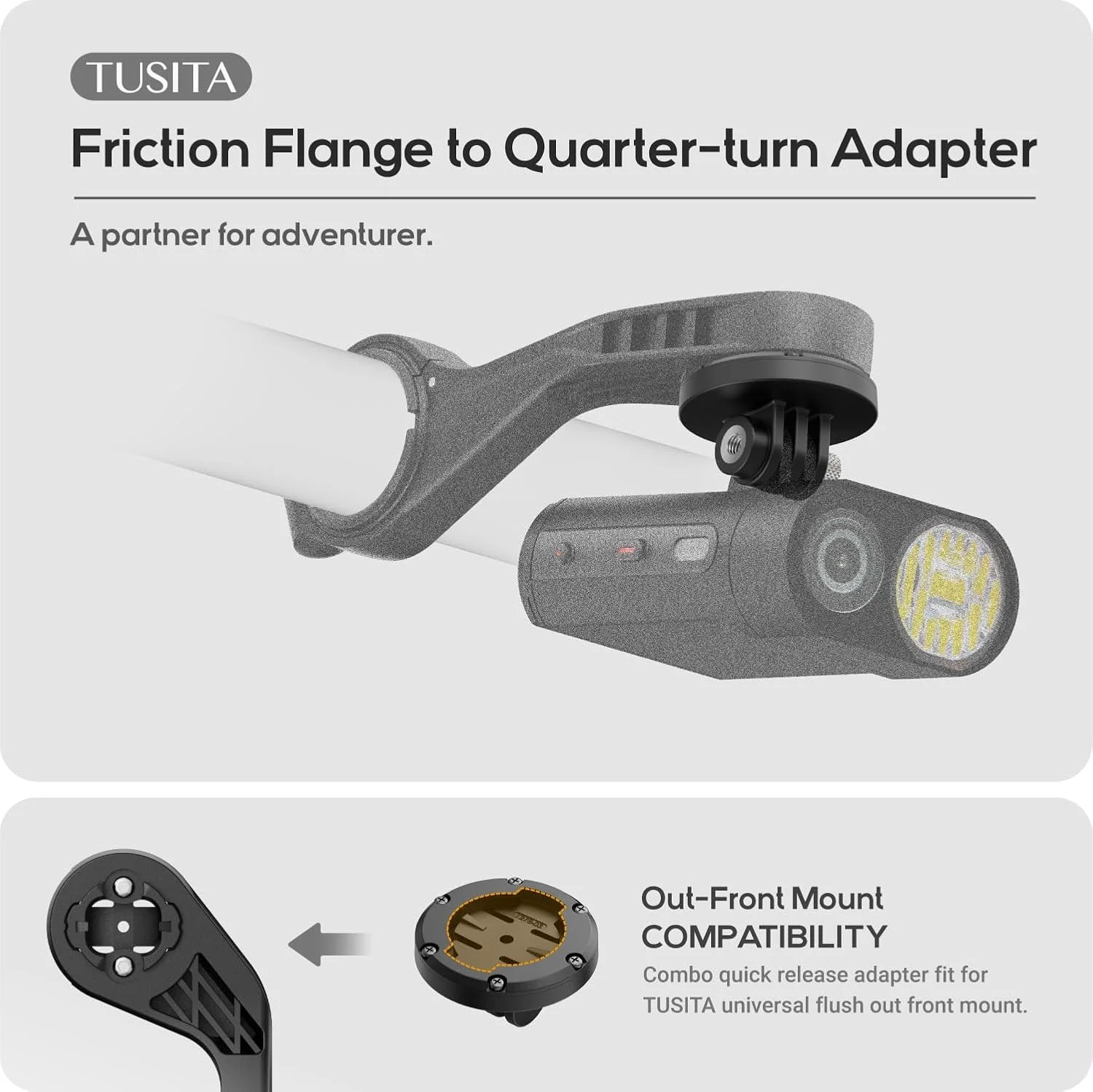 آداپتور فلنج اصطکاکی به نگهدارنده یک چهارم چرخش سازگار با چراغ جلو Garmin Varia Vue - 010-13402-00