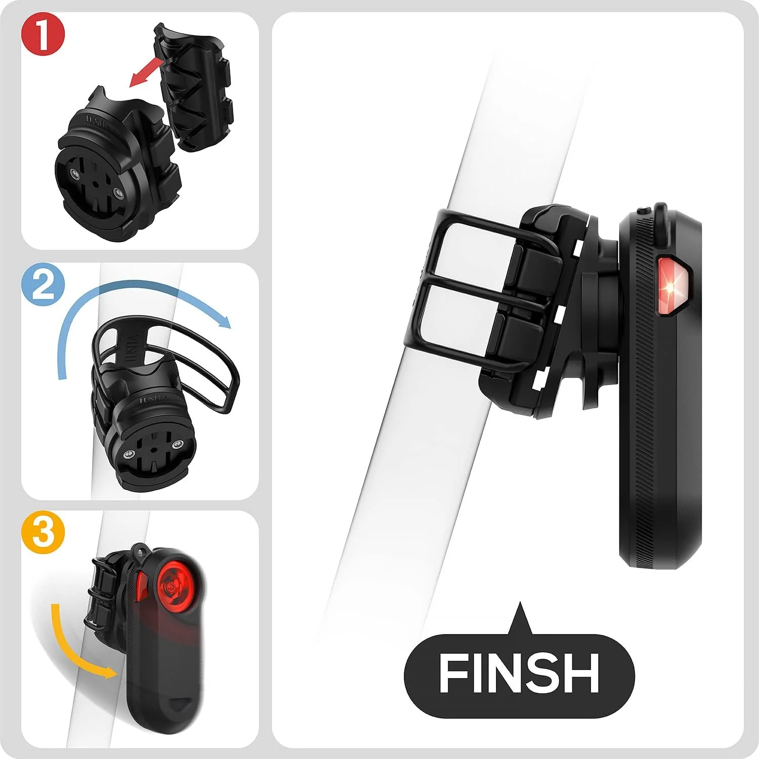 پایه نگهدارنده میله زین دوچرخه توسيتا سازگار با Garmin Varia RTL510 RTL515 RVR315، رادار دید عقب - سازگاری با میله زین گرد، D شکل و آیرودینامیک