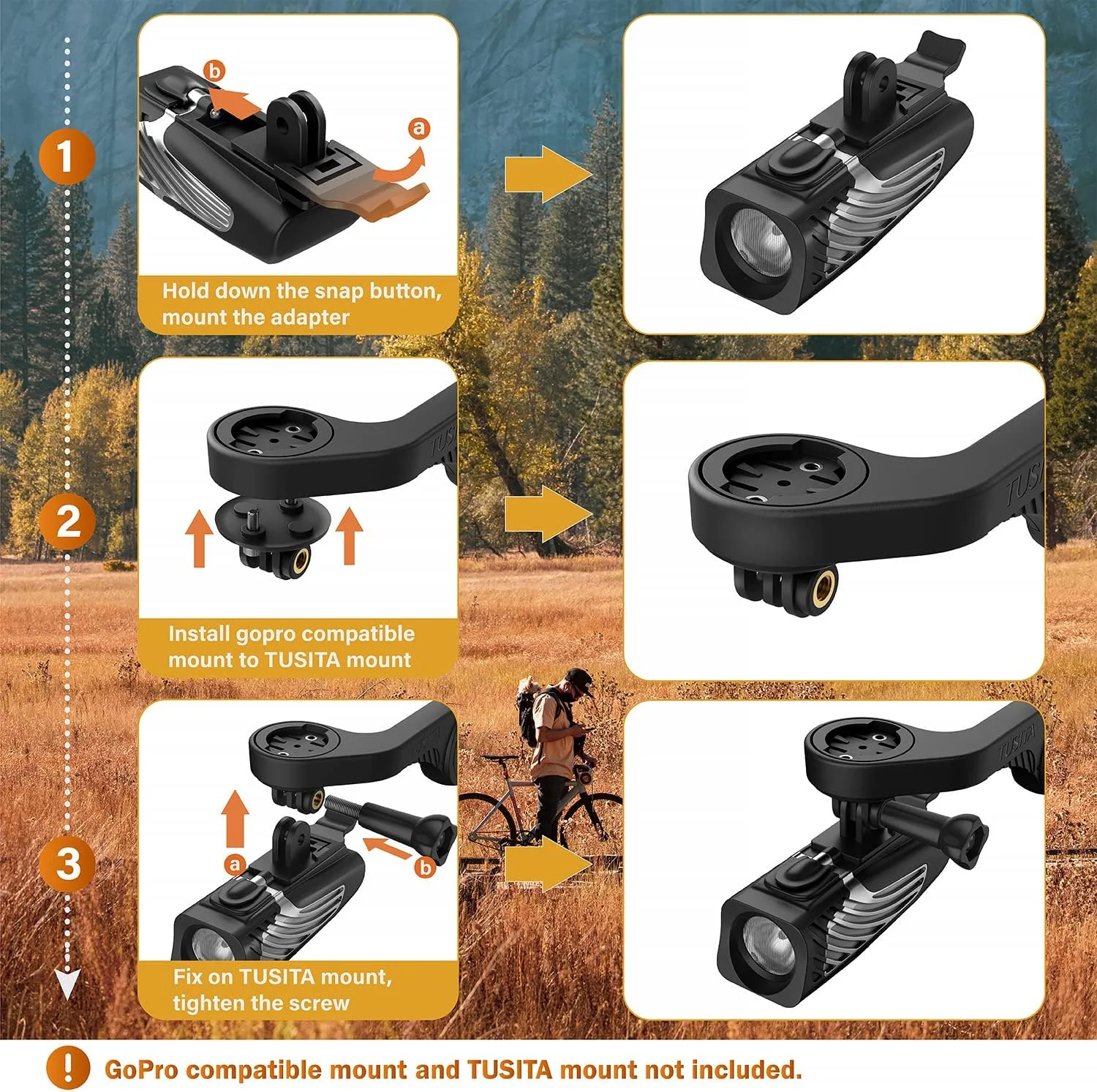 آداپتور اتصال چراغ دوچرخه توسيتا سازگار با چراغ های سری Niterider Lumina, Lumina Micro, Mako