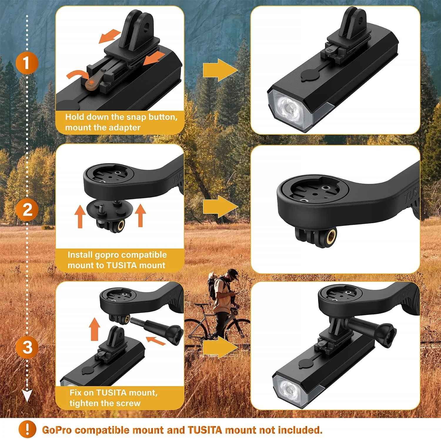 آداپتور اتصال چراغ دوچرخه TUSITA سازگار با چراغ جلوی دوچرخه CatEye