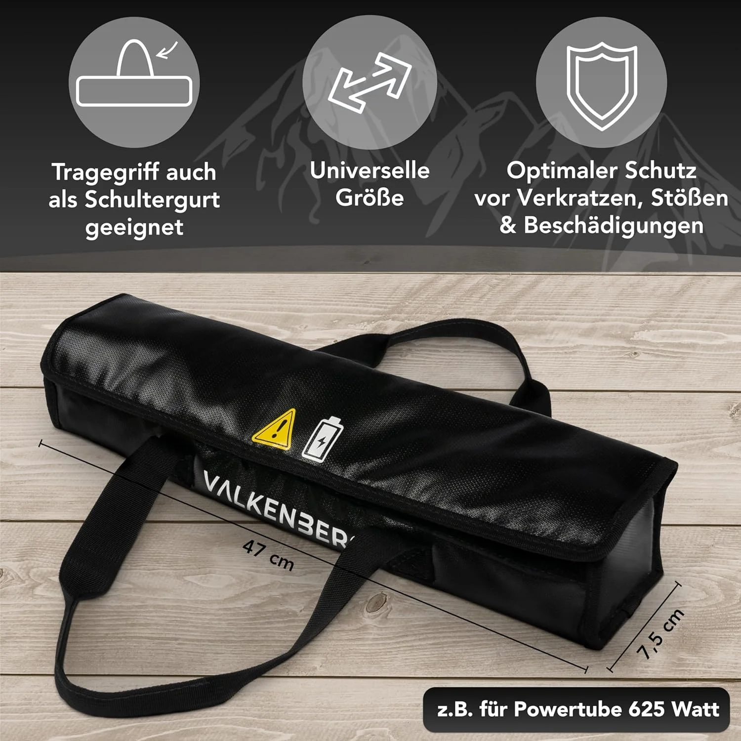 کیف باتری دوچرخه برقی - جعبه ضد حریق برای باتری ها با راهنمای کابل شارژ - کیف محافظ باتری دوچرخه برقی شامل بند حمل کاربردی - جعبه باتری ضد حریق مناسب برای حمل