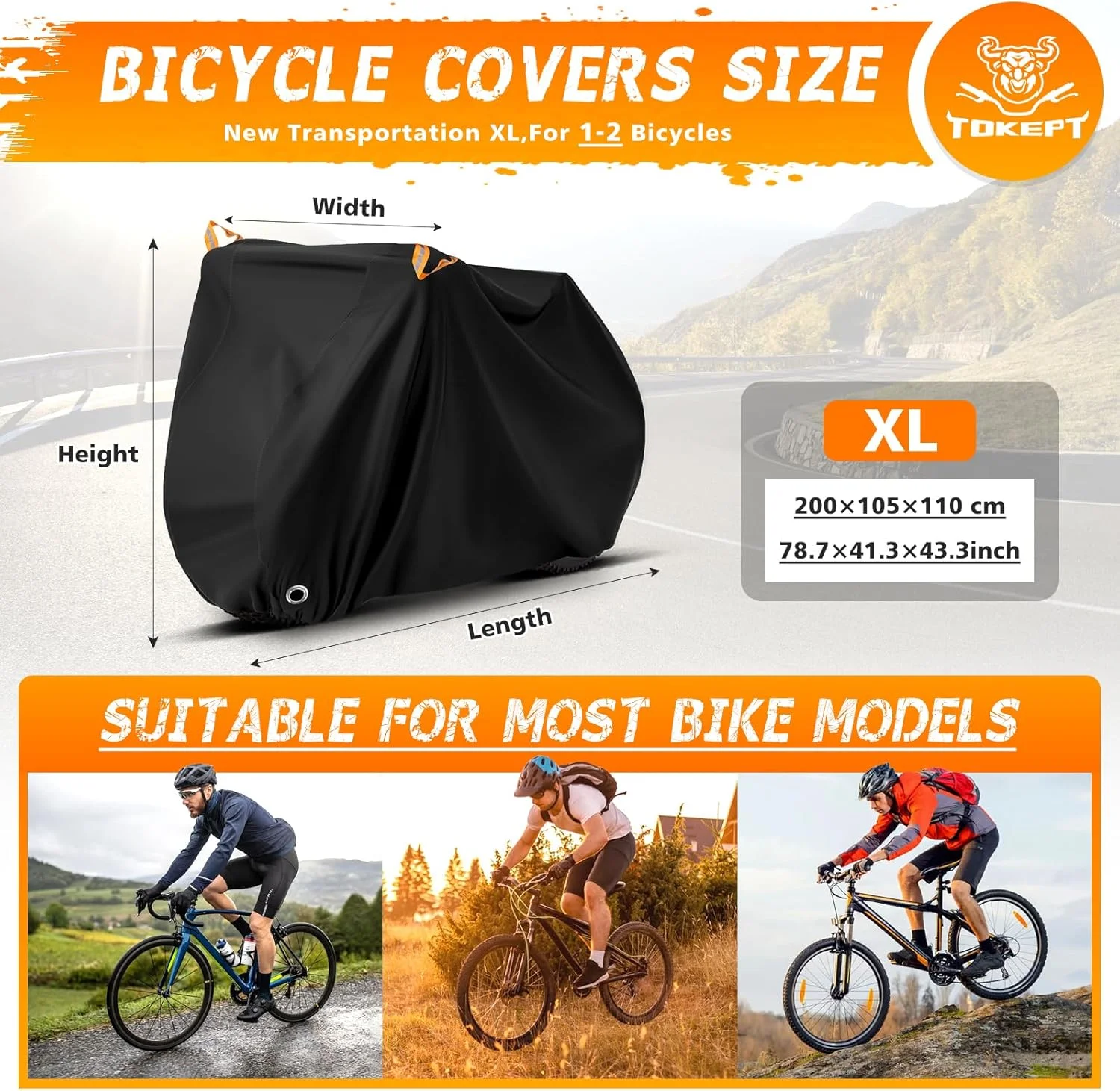روکش دوچرخه برای 1 یا 2 دوچرخه، ضد آب، مقاوم در برابر باران، آفتاب، گرد و غبار و باد، دارای سوراخ قفل، نوار بازتابنده و کیف نگهداری، مناسب برای دوچرخه های کوهستانی، جاده ای و برقی (XL مشکی) روکش دوچرخه برای 1 یا 2 دوچرخه، ضد آب، مقاوم در برابر باران، آفتاب، گرد و غبار و باد، دارای سوراخ قفل، نوار بازتابنده و کیف نگهداری، مناسب برای دوچرخه های کوهستانی، جاده ای و برقی (XL مشکی)