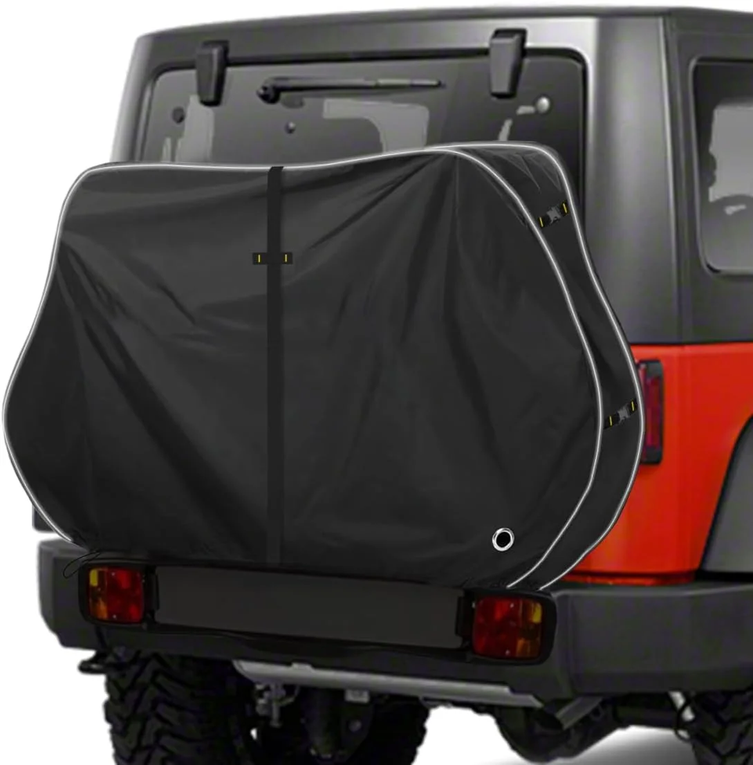 روکش دوچرخه 600D برای حمل 3-4 دوچرخه، روکش دوچرخه ضد آب و ضد باد سنگین برای نگهداری در فضای باز با نوارهای بازتابنده، روکش دوچرخه با سوراخ های قفل