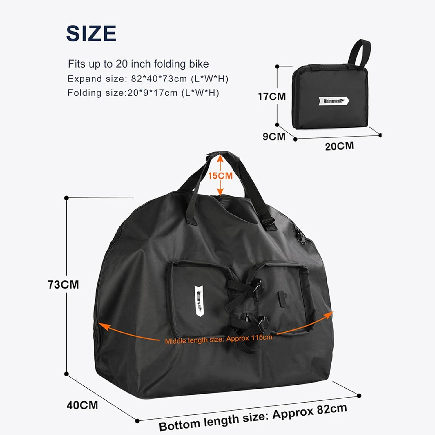 کیف تاشو دوچرخه برای دوچرخه های 14-20 اینچ، کیف حمل دوچرخه برای کیف مسافرتی برومپتون، کیف حمل و نقل دوچرخه برای مسافرت با ماشین، قطار، هواپیما، قابل حمل