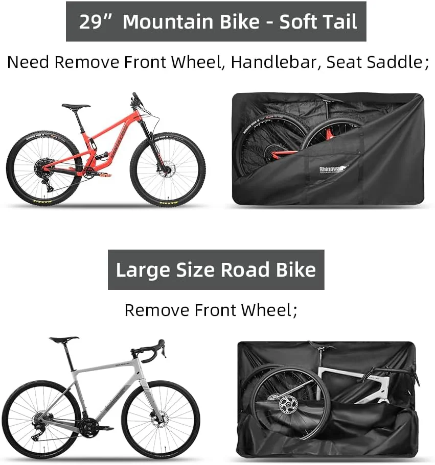 کیف حمل دوچرخه 29 اینچی، کیف نگهداری دوچرخه تاشو، مناسب برای دوچرخه‌های 29 اینچ، 27.5 اینچ، 700C یا کوچکتر، کیف حمل و نقل دوچرخه
