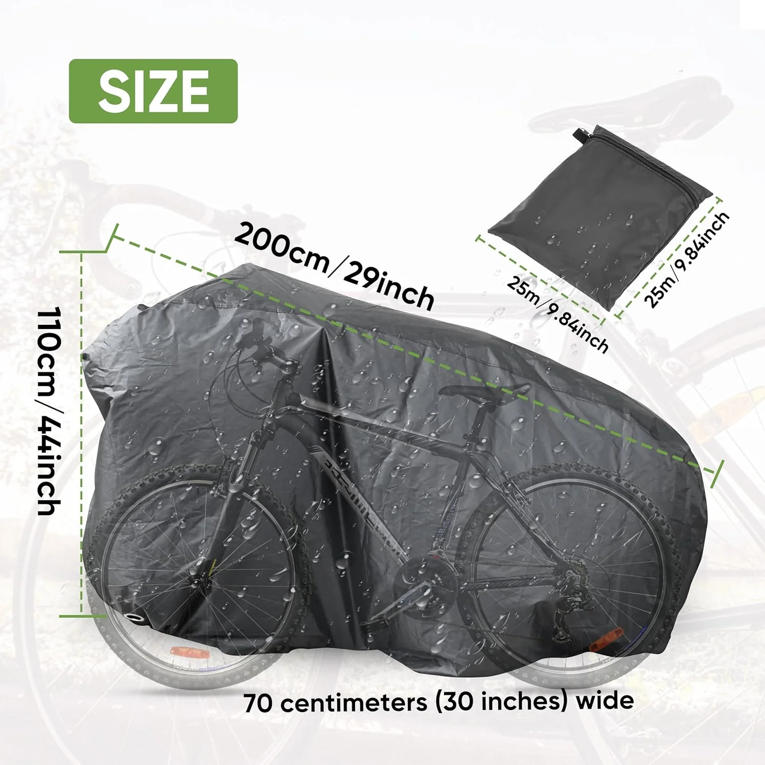 روکش ضد آب دوچرخه، 1 عدد، مشکی، گاراژ دوچرخه آکسفورد 210D، 200 x 70 x 110 سانتی متر، روکش محافظ دوچرخه با زیپ روکش ضد آب دوچرخه، 1 عدد، مشکی، گاراژ دوچرخه آکسفورد 210D، 200 x 70 x 110 سانتی متر، روکش محافظ دوچرخه با زیپ