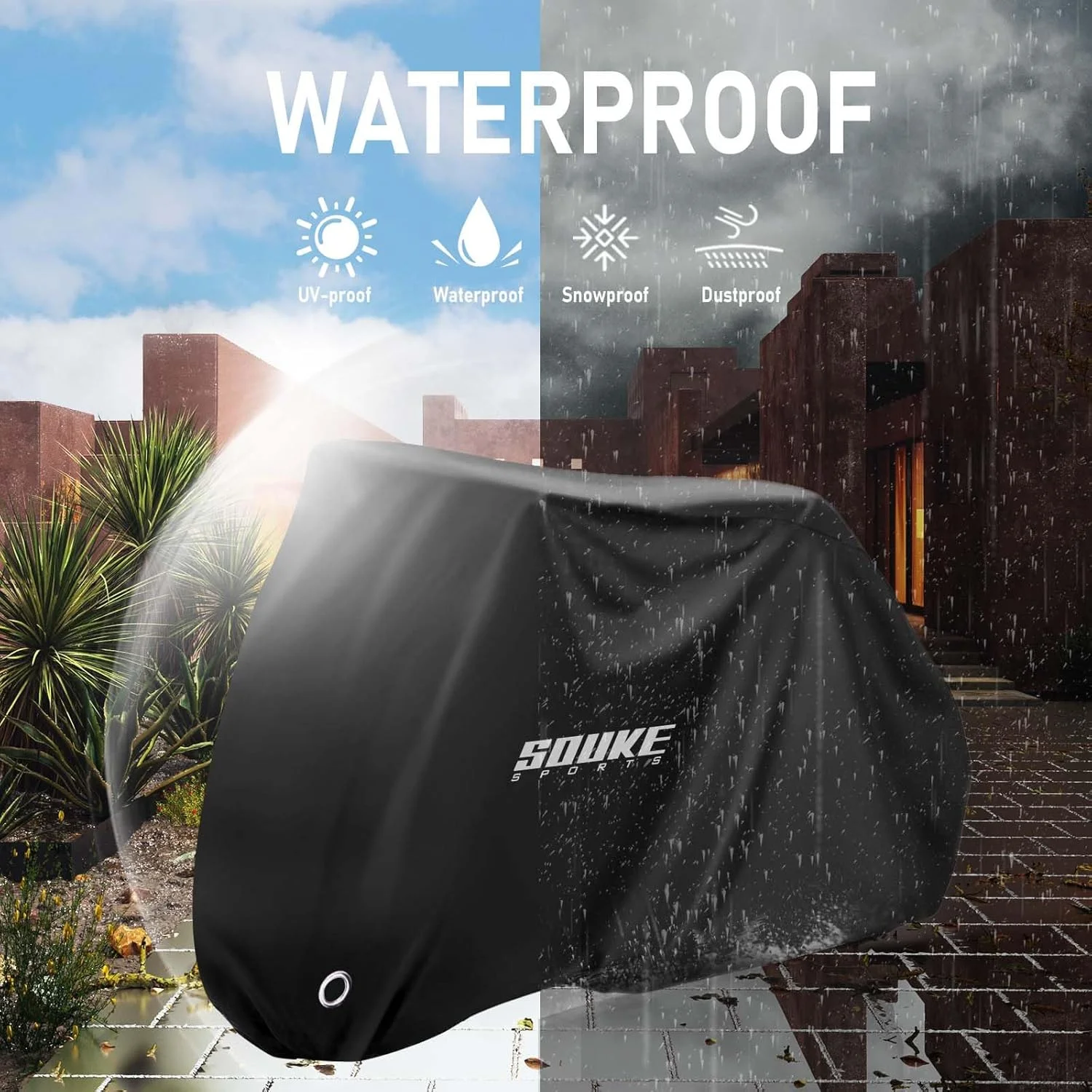 روکش دوچرخه سوک اسپرتس برای نگهداری در فضای باز، ضد آب با سوراخ قفل، چادر دوچرخه ضد باران، آفتاب، اشعه ماوراء بنفش، گرد و غبار و باد برای دوچرخه های کوهستانی، جاده ای و برقی، 180x60x90 سانتی متر