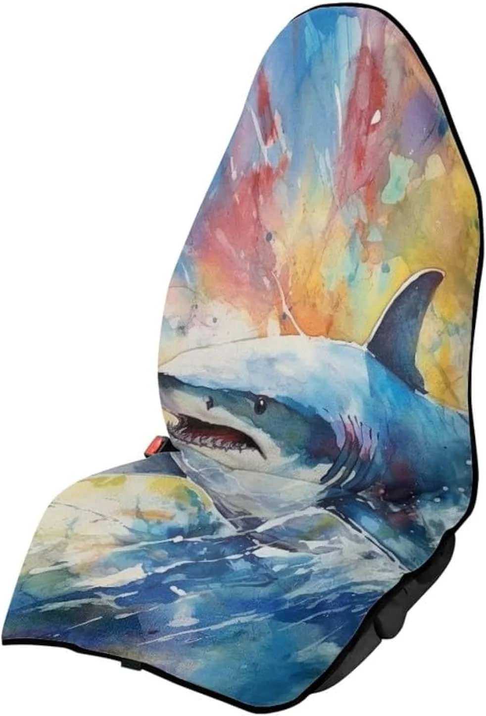 روکش صندلی خودرو با طرح کوسه دریایی کارتونی، نقاشی رنگ روغن حیوانات اقیانوسی رنگارنگ برای تمرینات ورزشی، دویدن، شنا، ساحل و پیاده روی، نصب آسان برای خودرو، کامیون، SUV