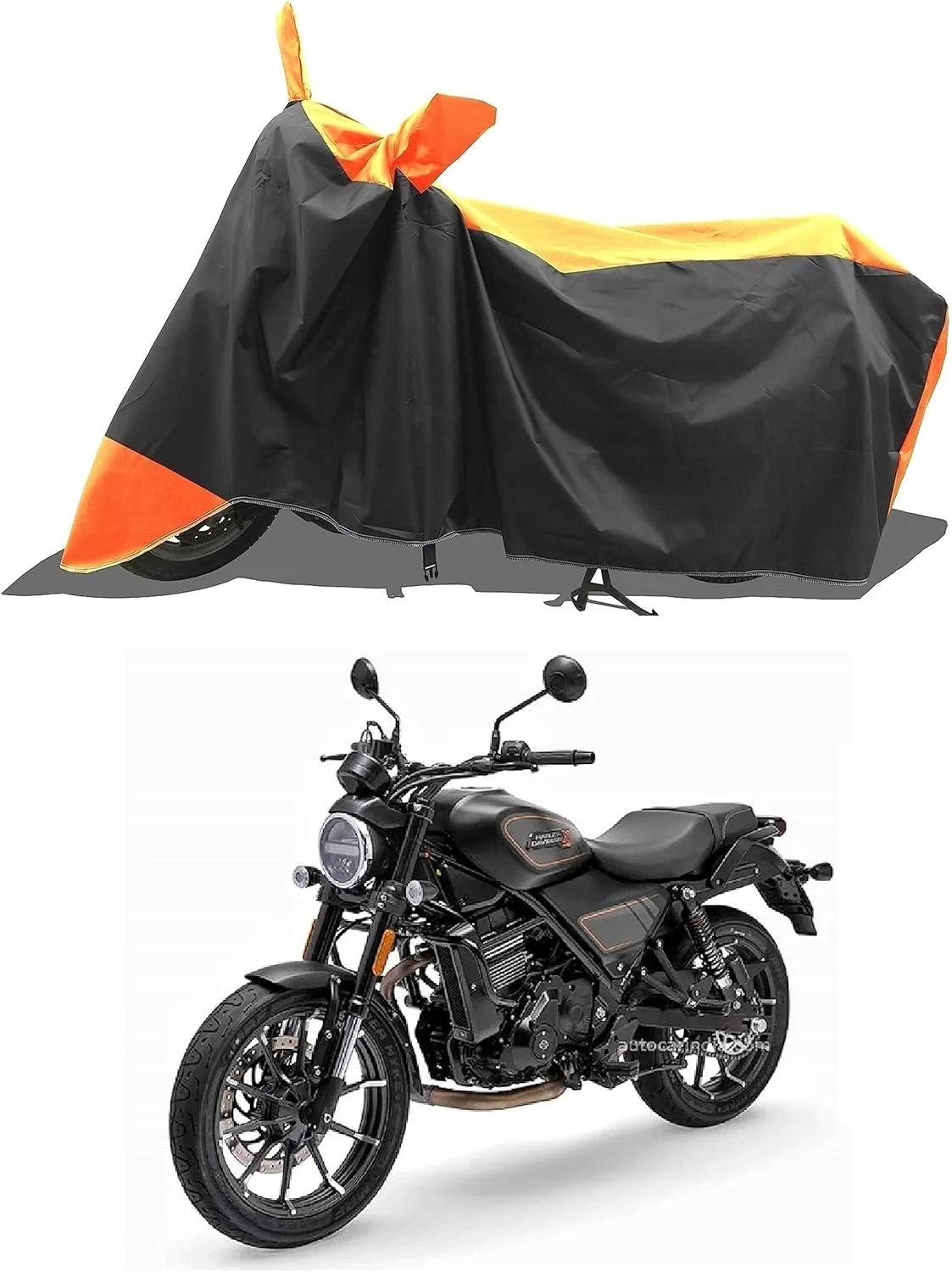 روکش موتورسیکلت - روکش موتور سیکلت برای هارلی دیویدسون X440، روکش جدید موتور سیکلت با پارچه مقاوم در برابر آب و گرد و غبار 190T ممتاز - نوار نارنجی