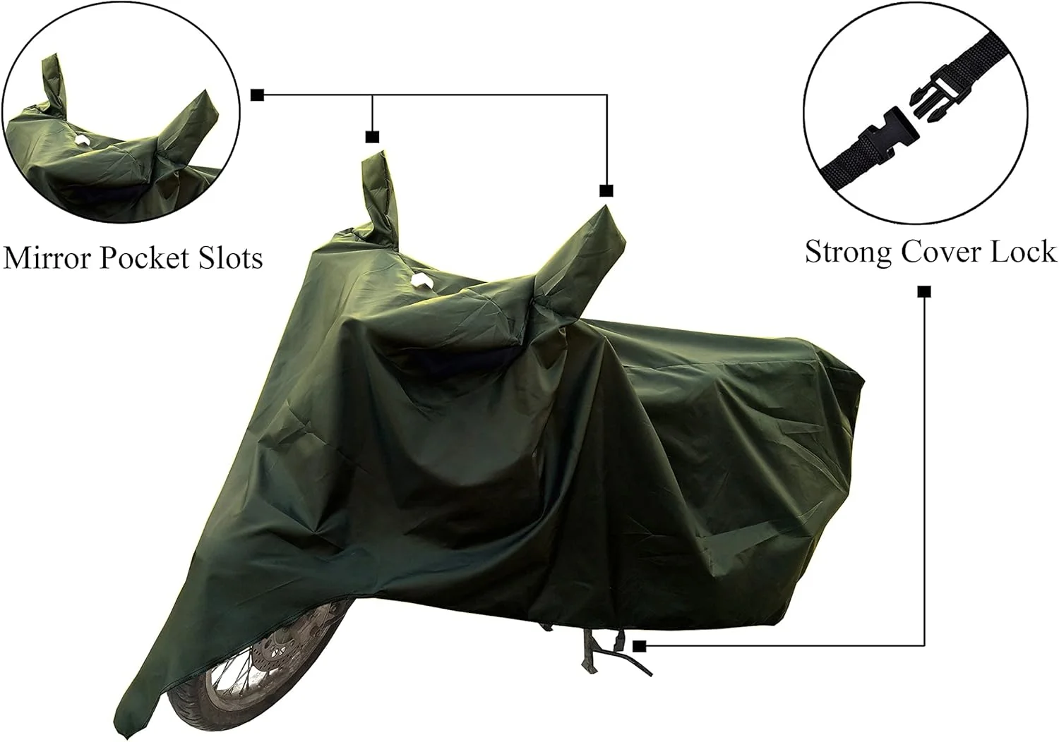 روکش موتورسیکلت مناسب برای سوزوکی وی-استروم SX 250، ضد آب و ضد گرد و غبار، پارچه مرغوب 190T - زیتونی
